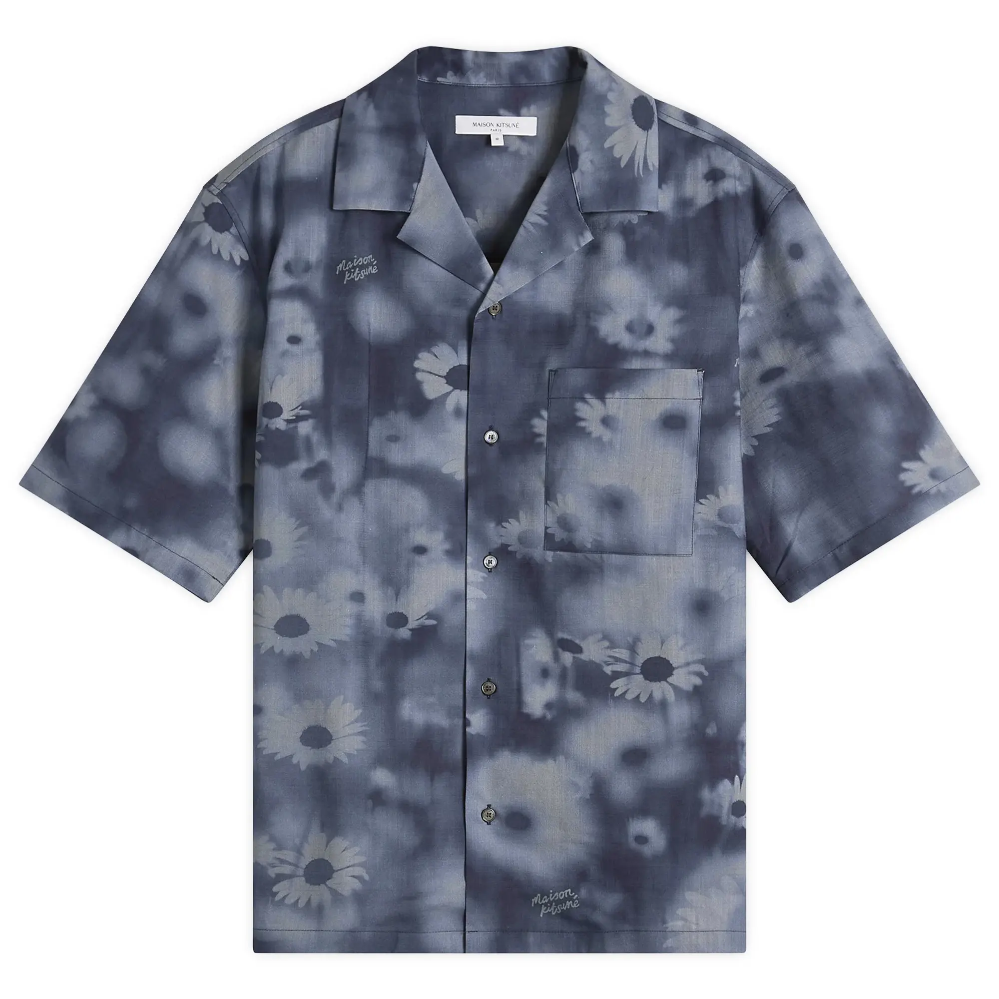 Maison Kitsune Photo Flower Resort Shirt Juniper Berry Print