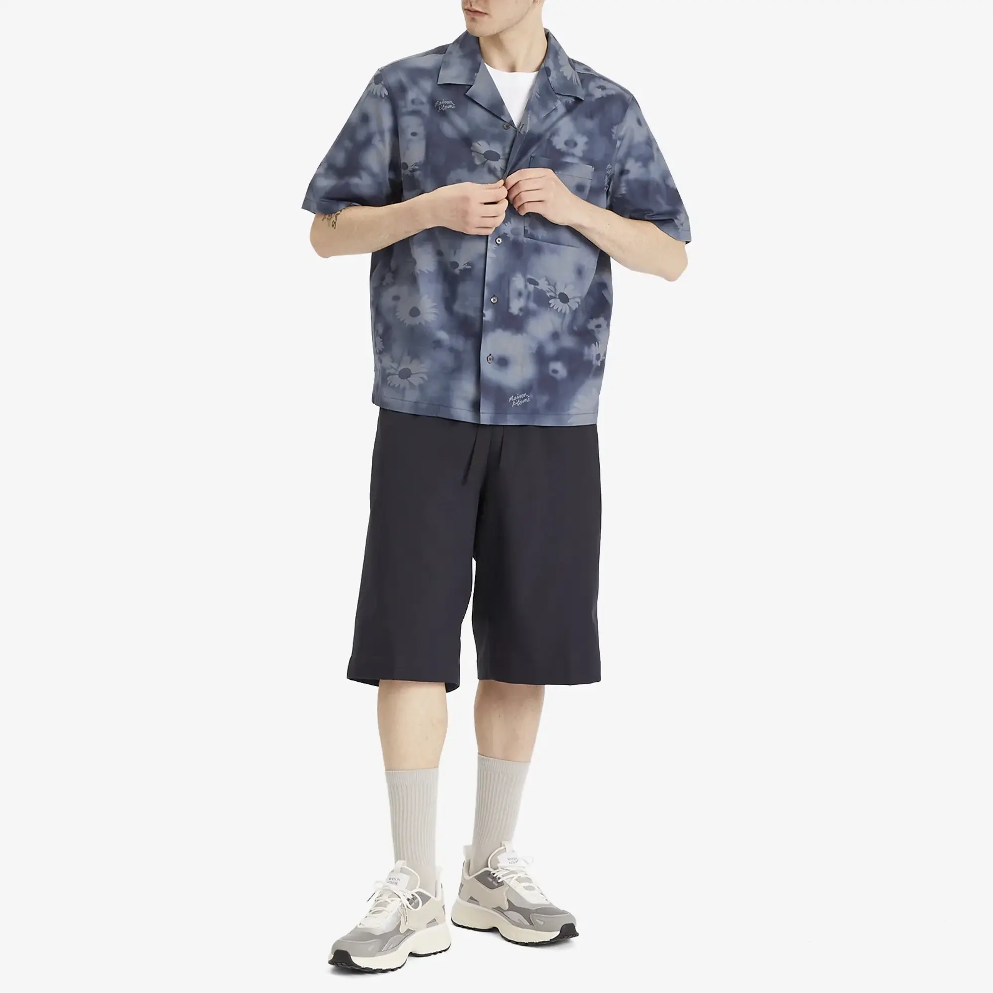 Maison Kitsune Photo Flower Resort Shirt Juniper Berry Print