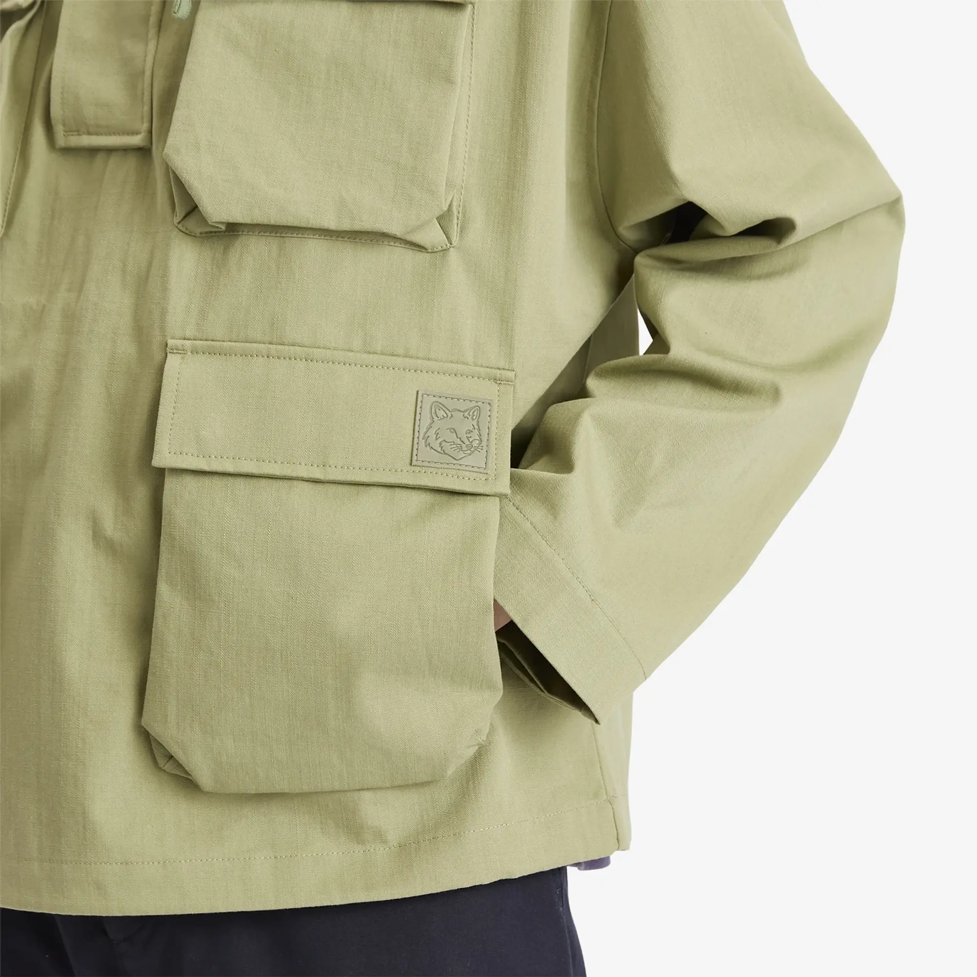 Maison Kitsune Hooded Popover Jacket Turf Green