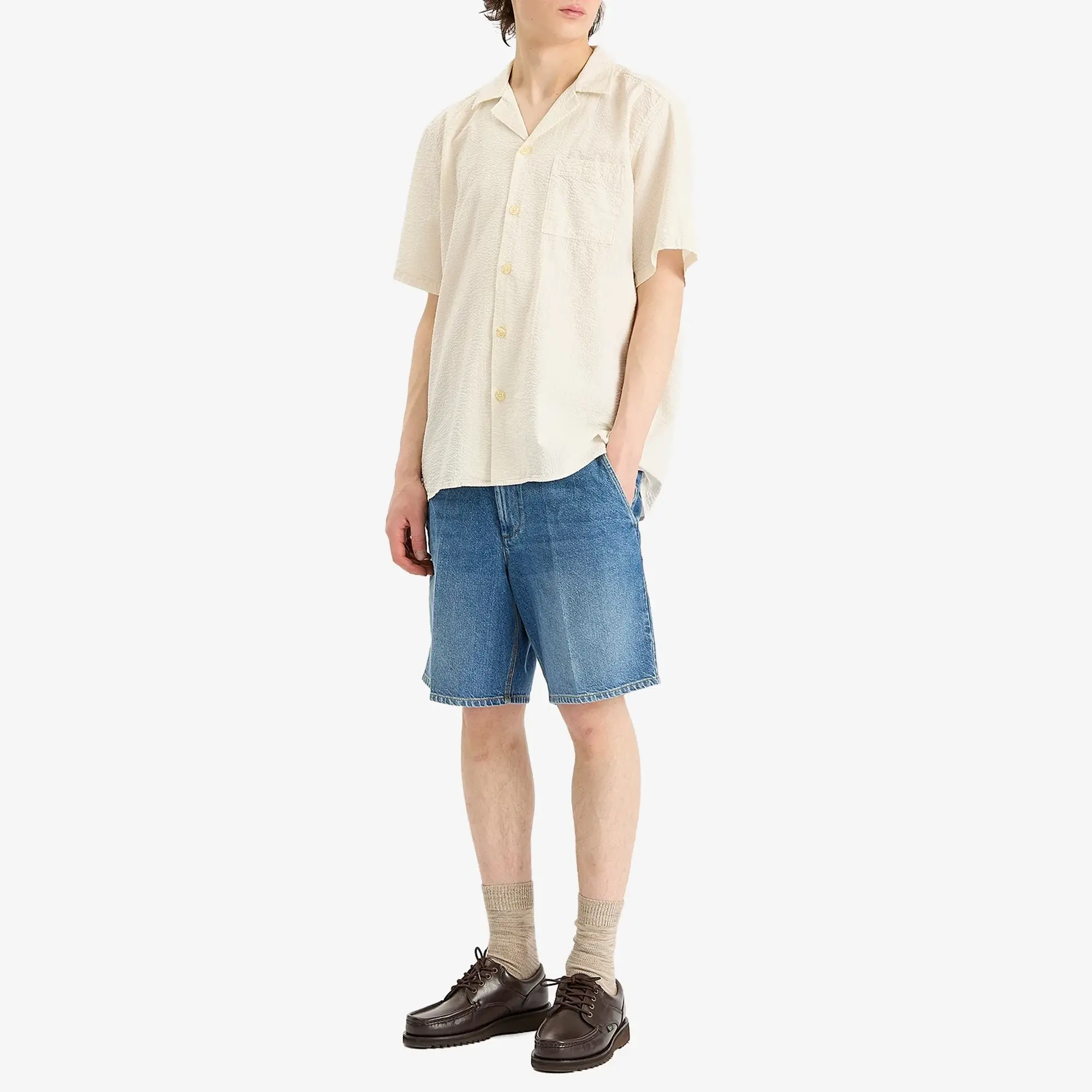 Foret Men's Hush Seersucker Vacation Shirt Cloud