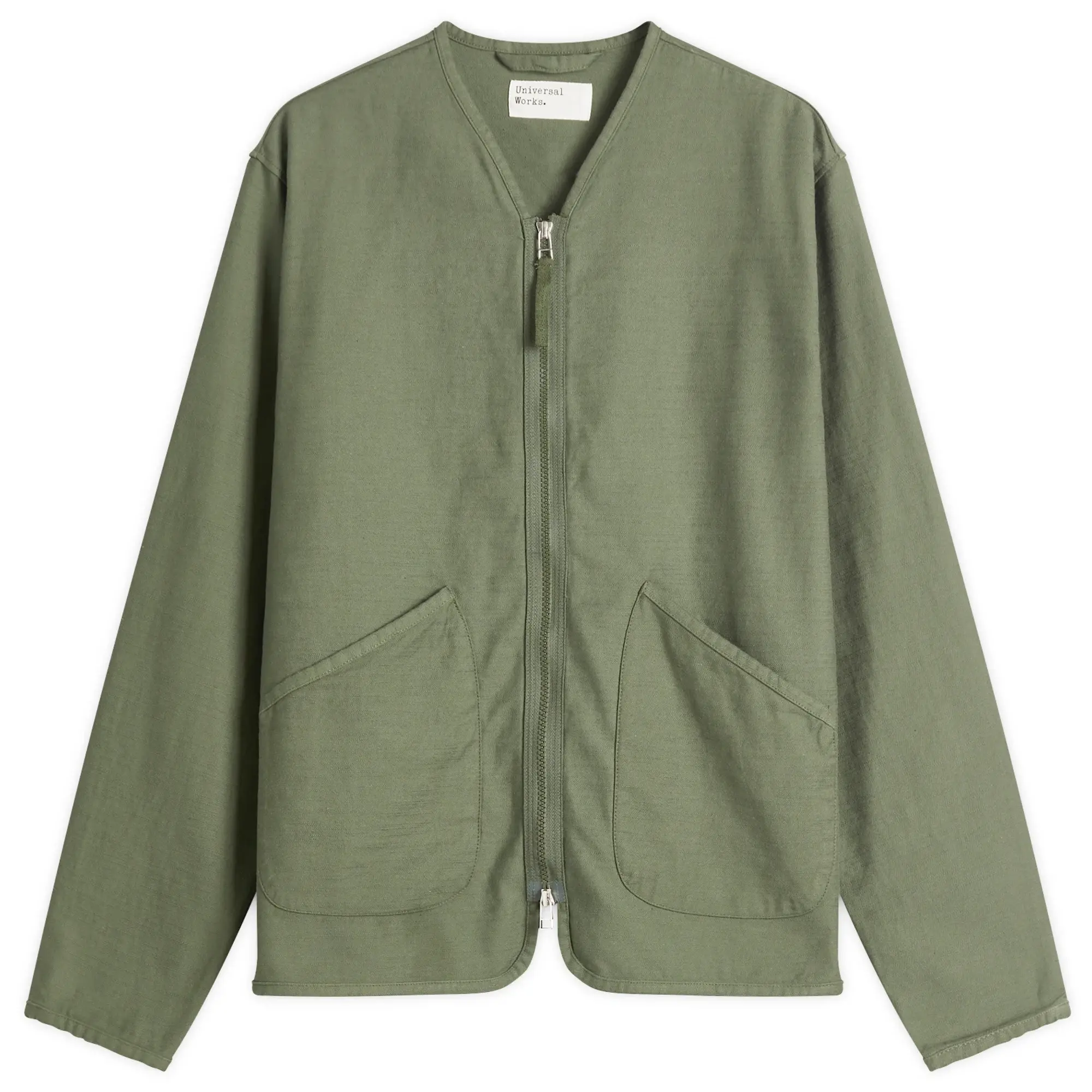 Universal Works Men's Slub Sateen Zip Liner Jacket Olive
