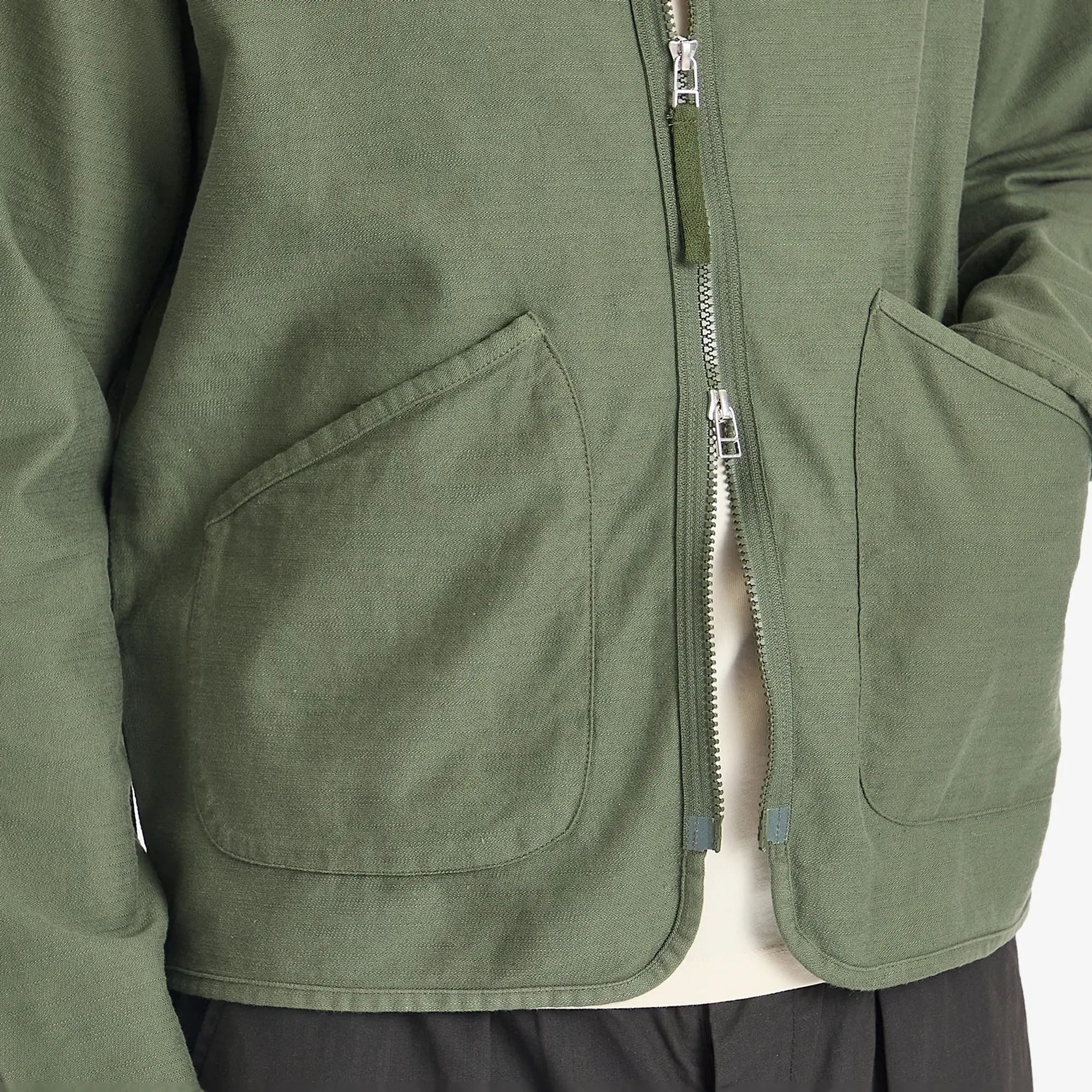 Universal Works Men's Slub Sateen Zip Liner Jacket Olive