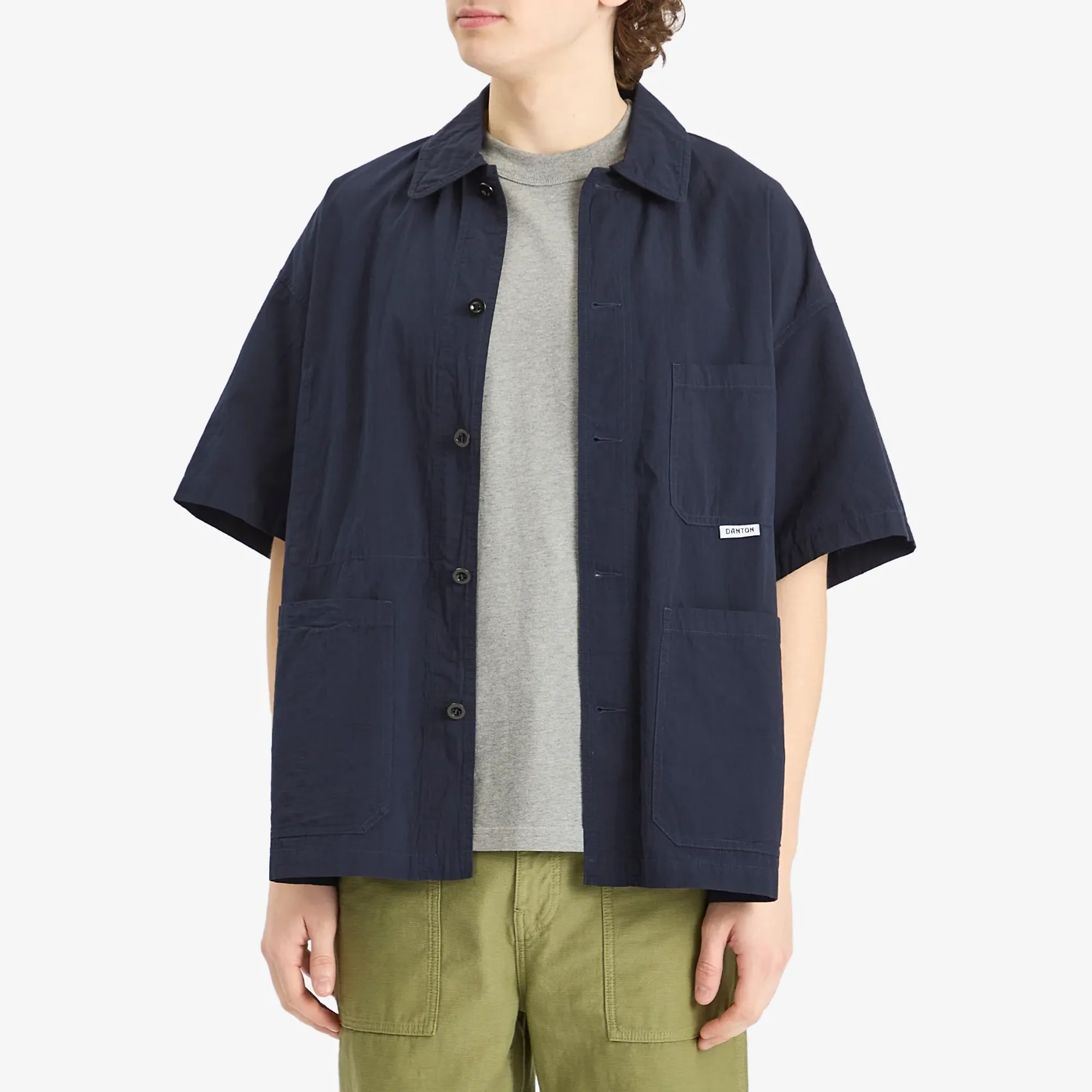 Danton Men's Coverall Short Sleeve Shirt Navy | DT-B0239-MUG-280