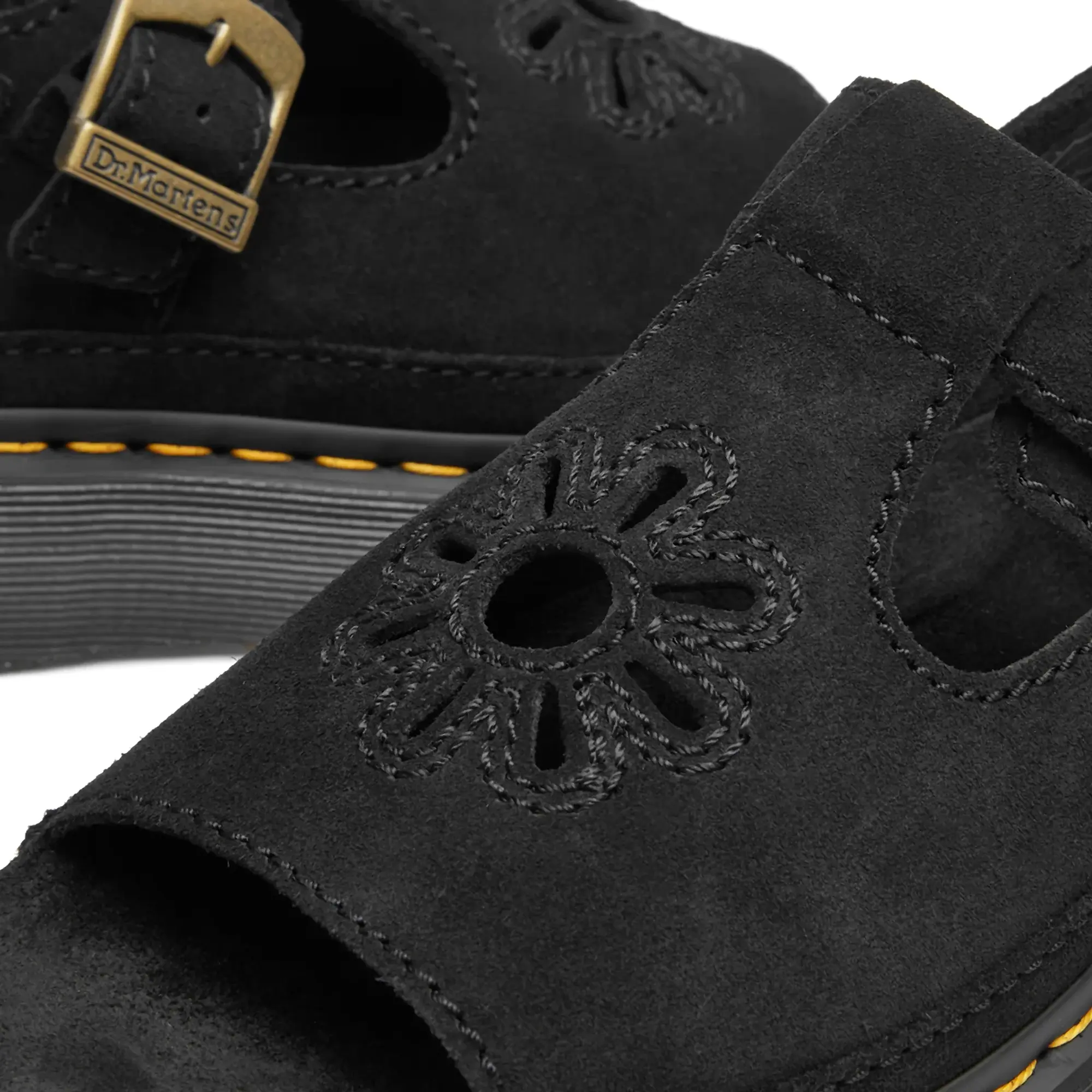 Dr. Martens Women's Dunnet Flower Suede Sandal Black