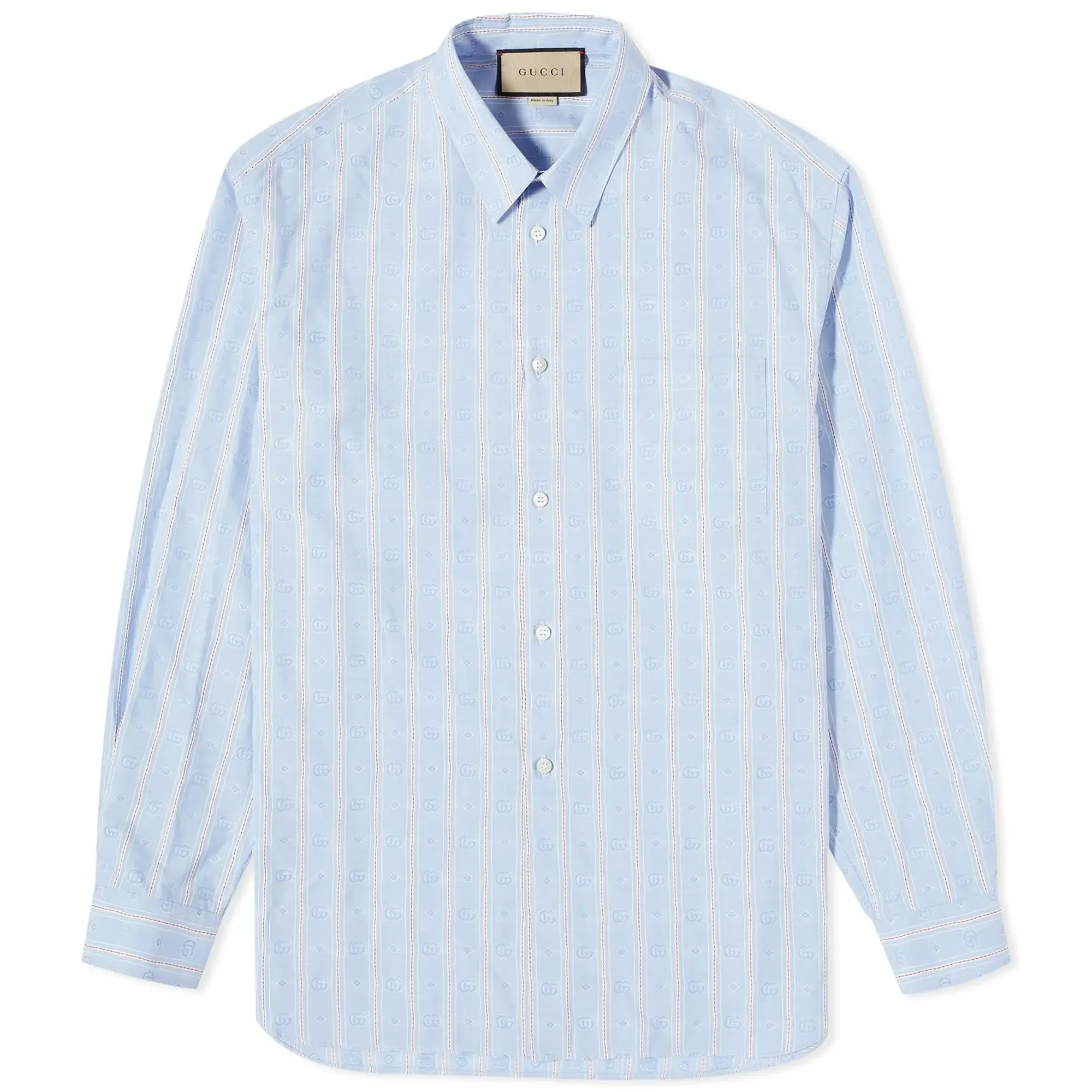 Gucci Men's GG Jacquard Shirt Sky Blue