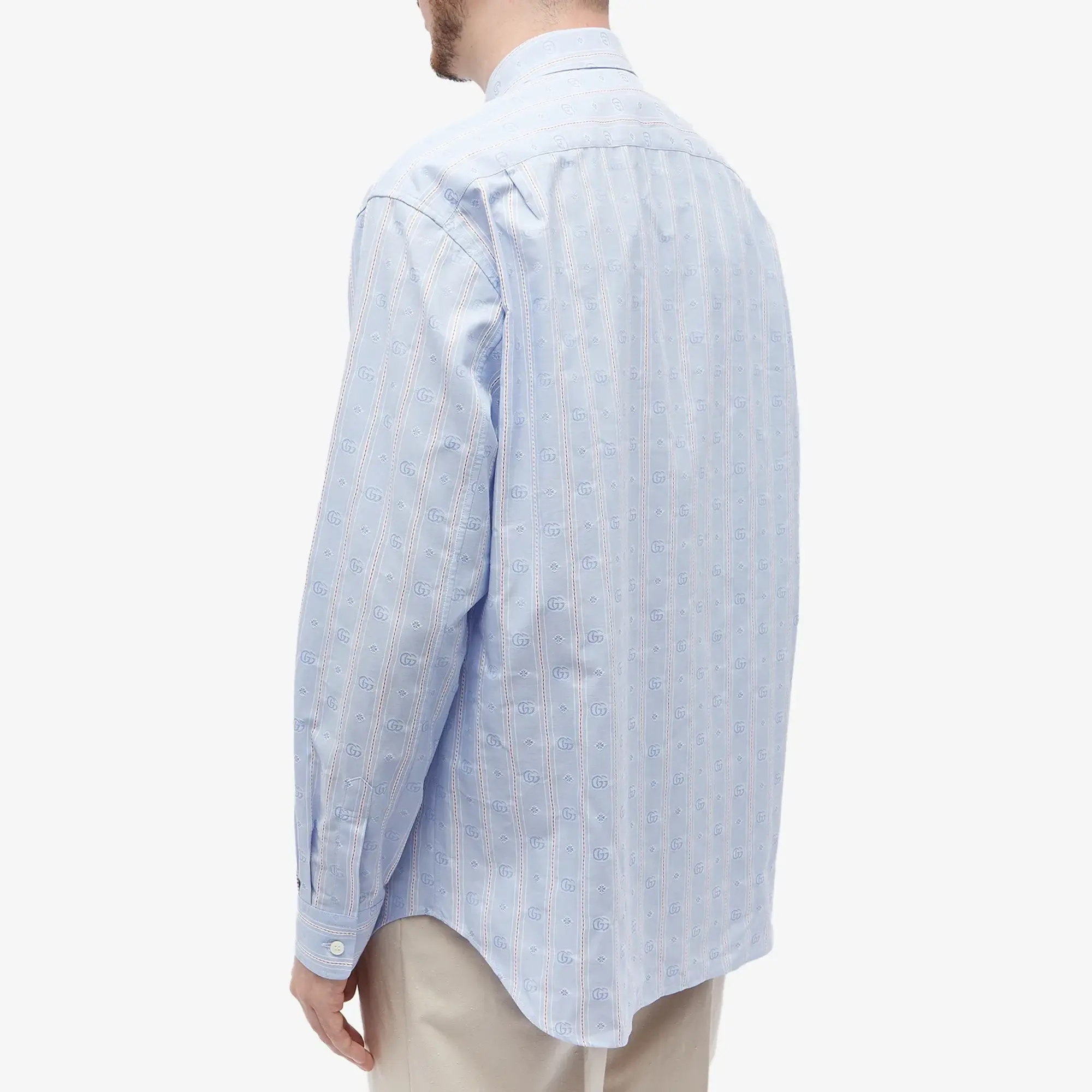 Gucci Men's GG Jacquard Shirt Sky Blue