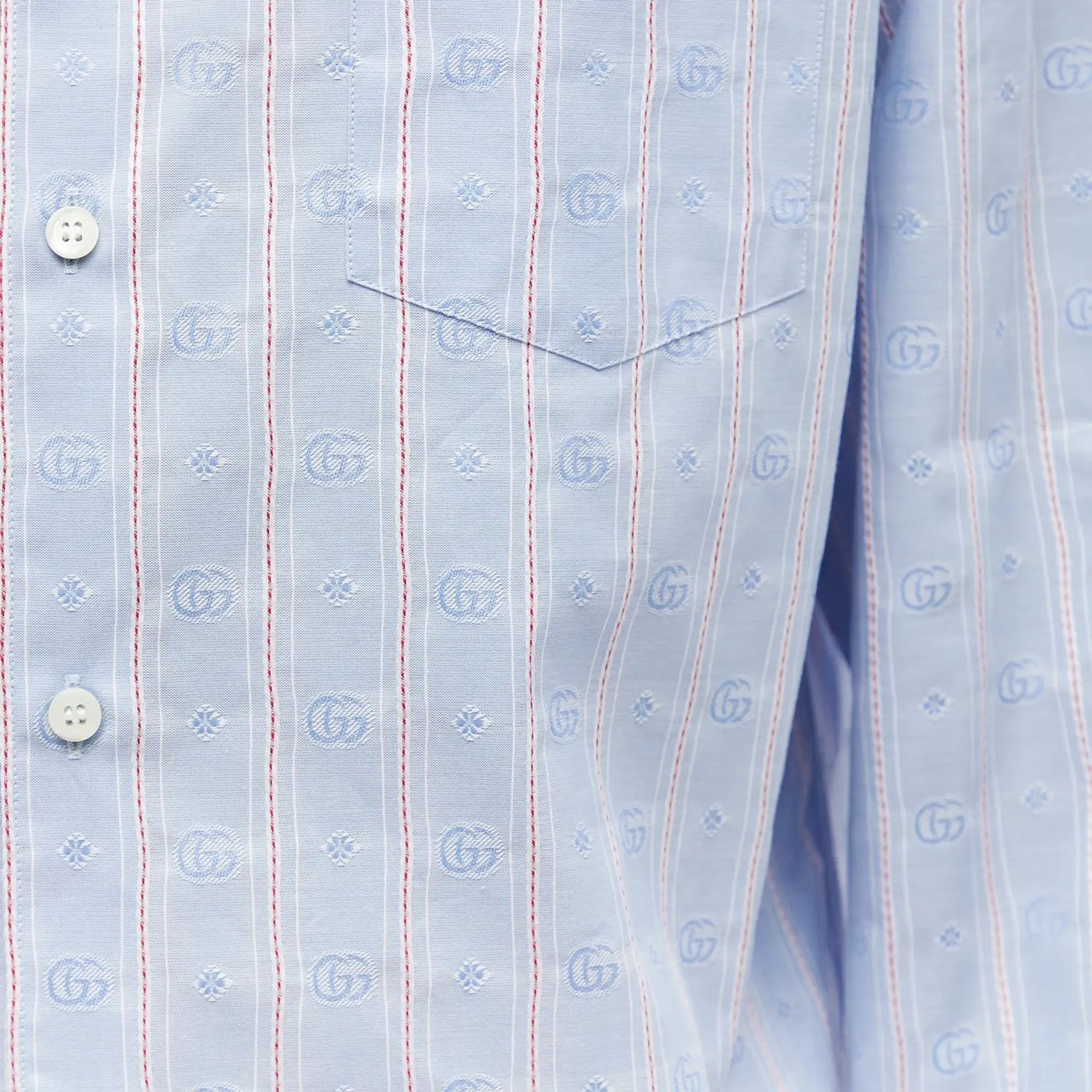 Gucci Men's GG Jacquard Shirt Sky Blue