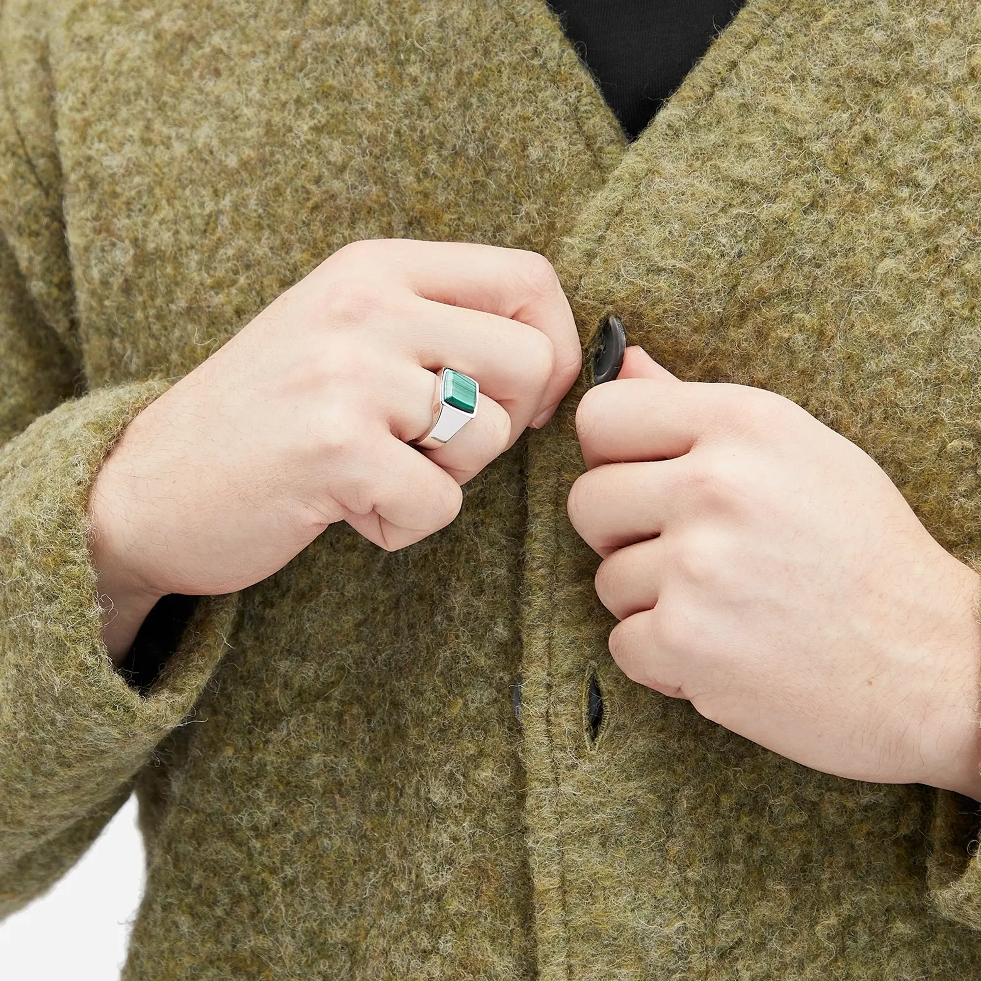 Serge DeNimes Men's Cushion Ring Malachite