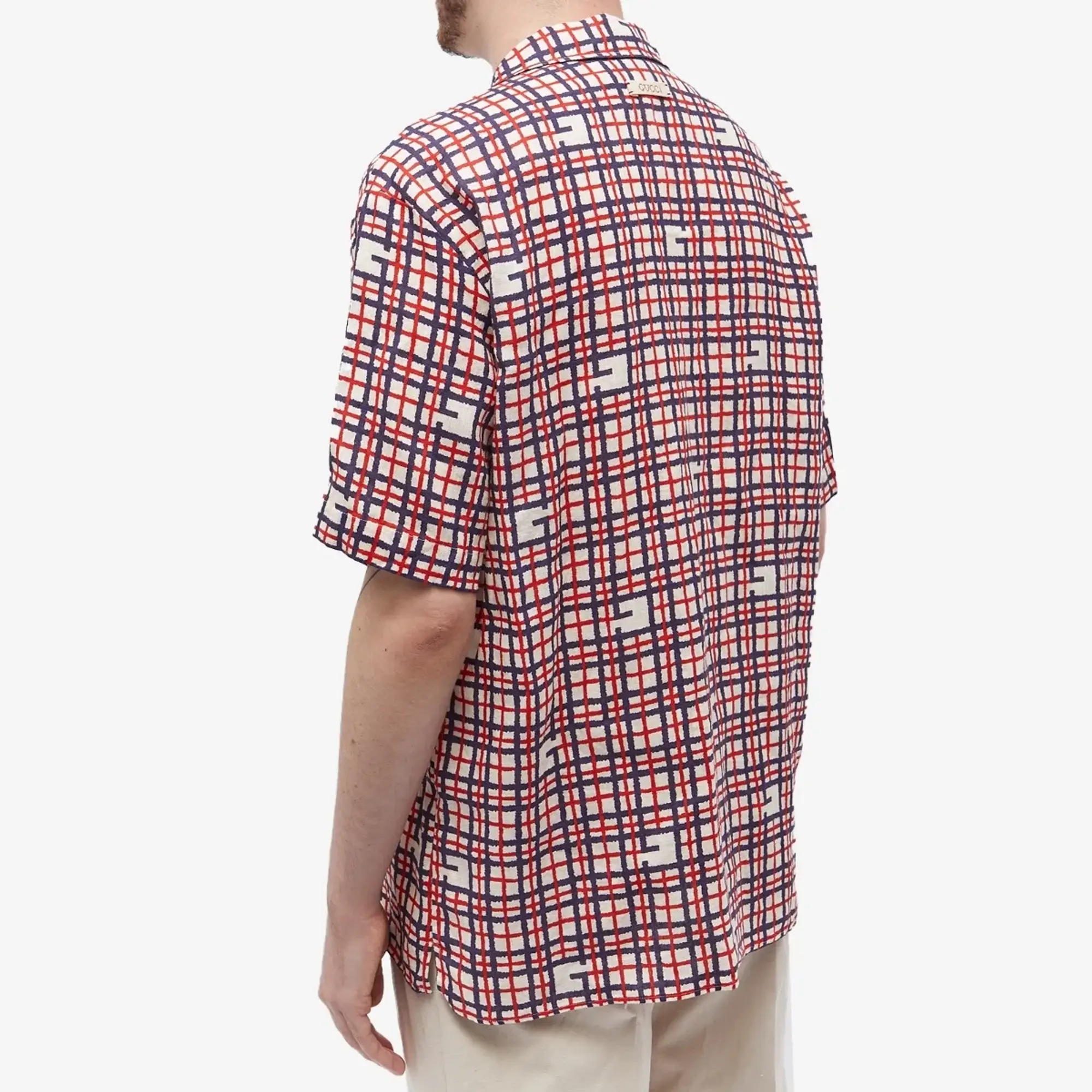 Gucci Men's G Tartan Vacation Shirt Red