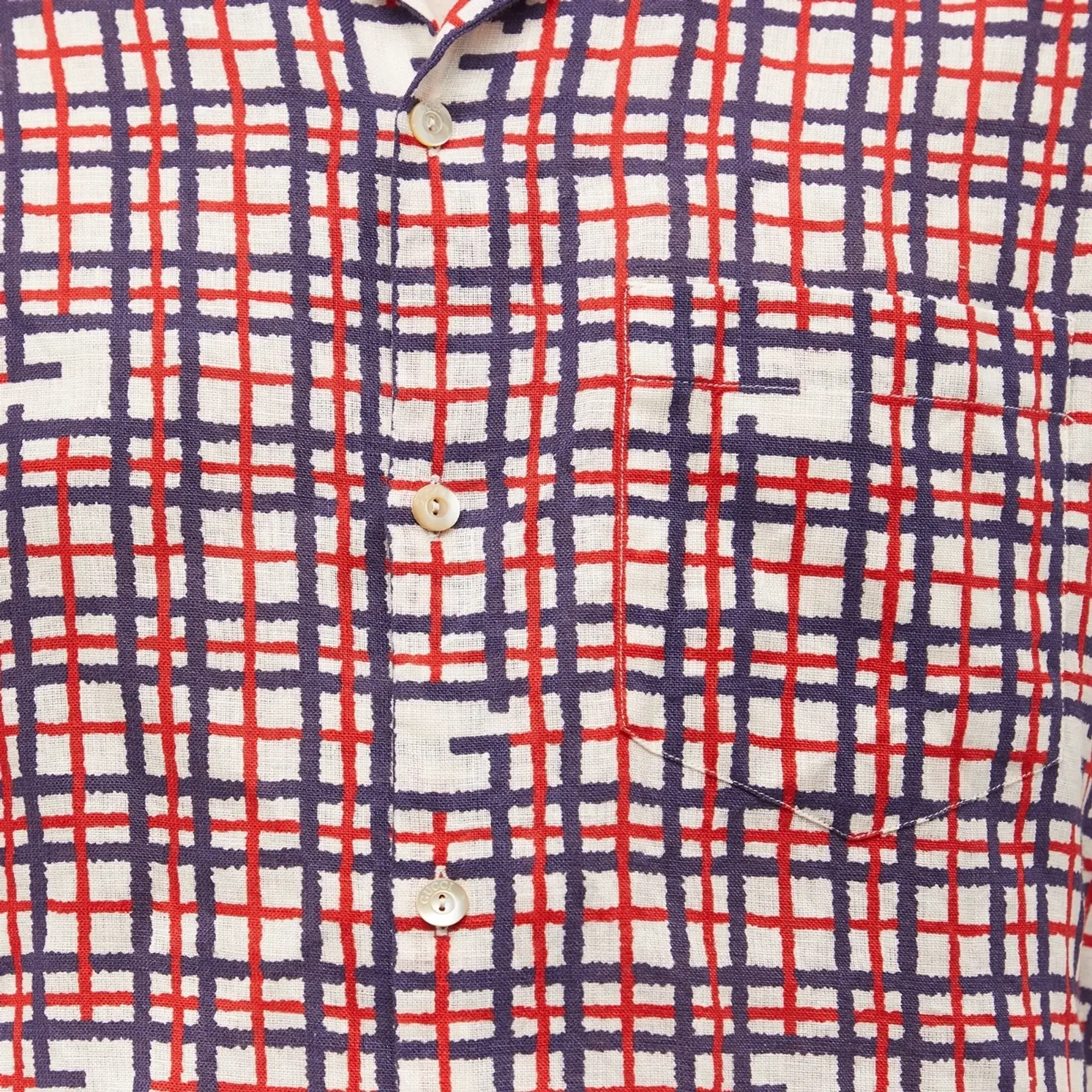Gucci Men's G Tartan Vacation Shirt Red