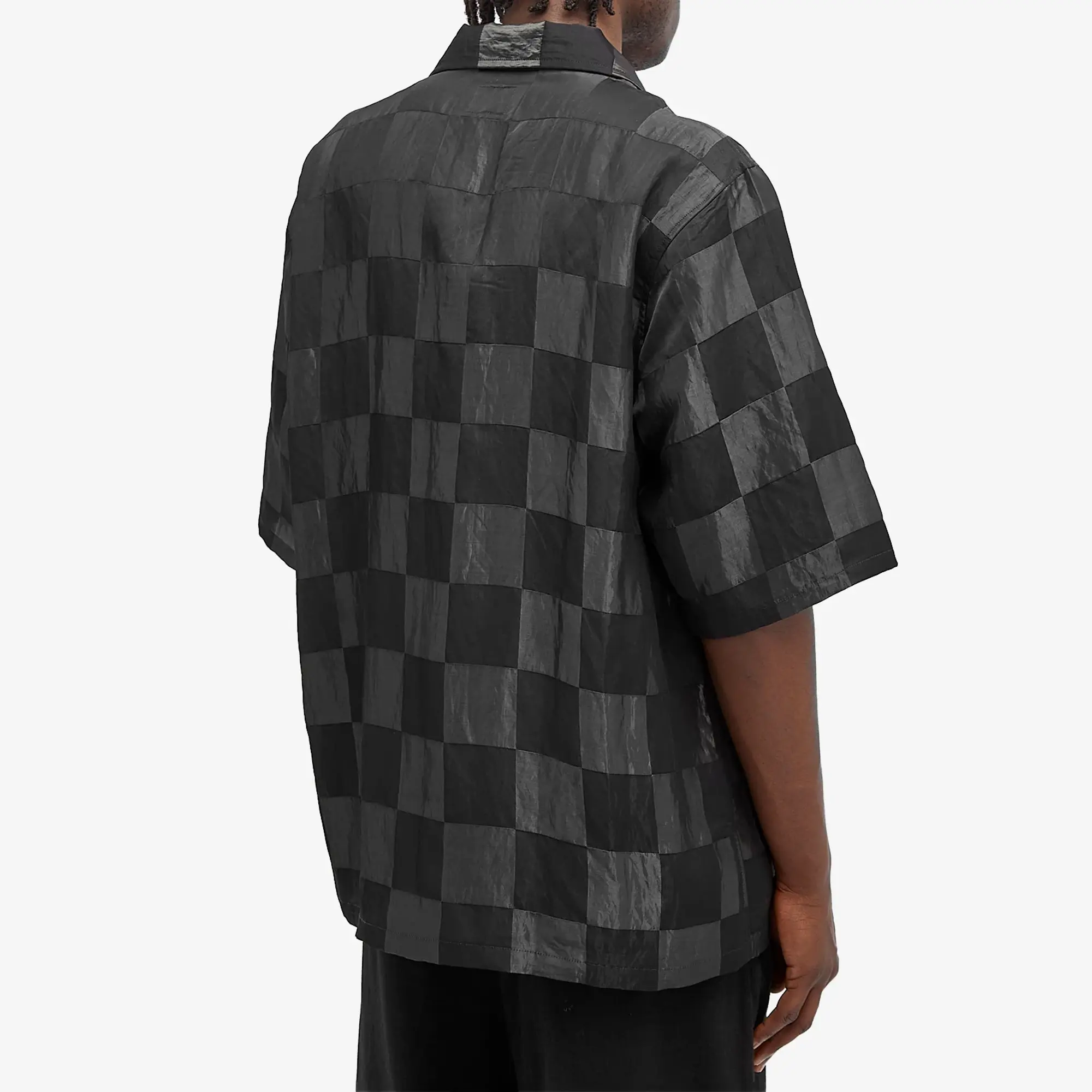 Needles Men's Checkerboard Cabana Shirt Black | OT096-B | FOOTY.COM