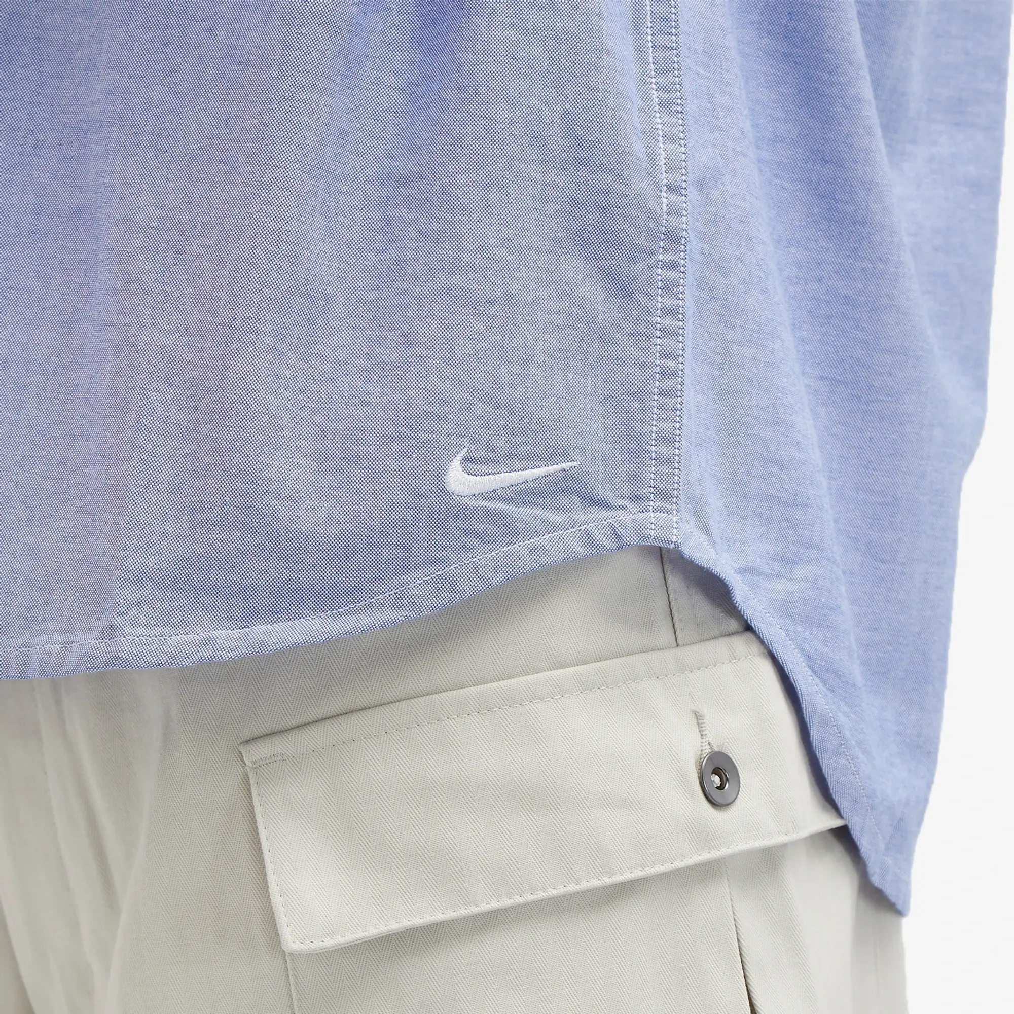 Nike Men's Life Oxford Buttondown Shirt White /Game Royal/Football Grey