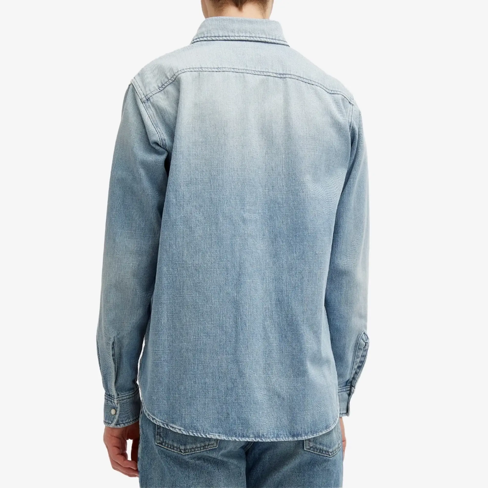 Saint Laurent Men's Denim Overshirt Light Japanese Lake