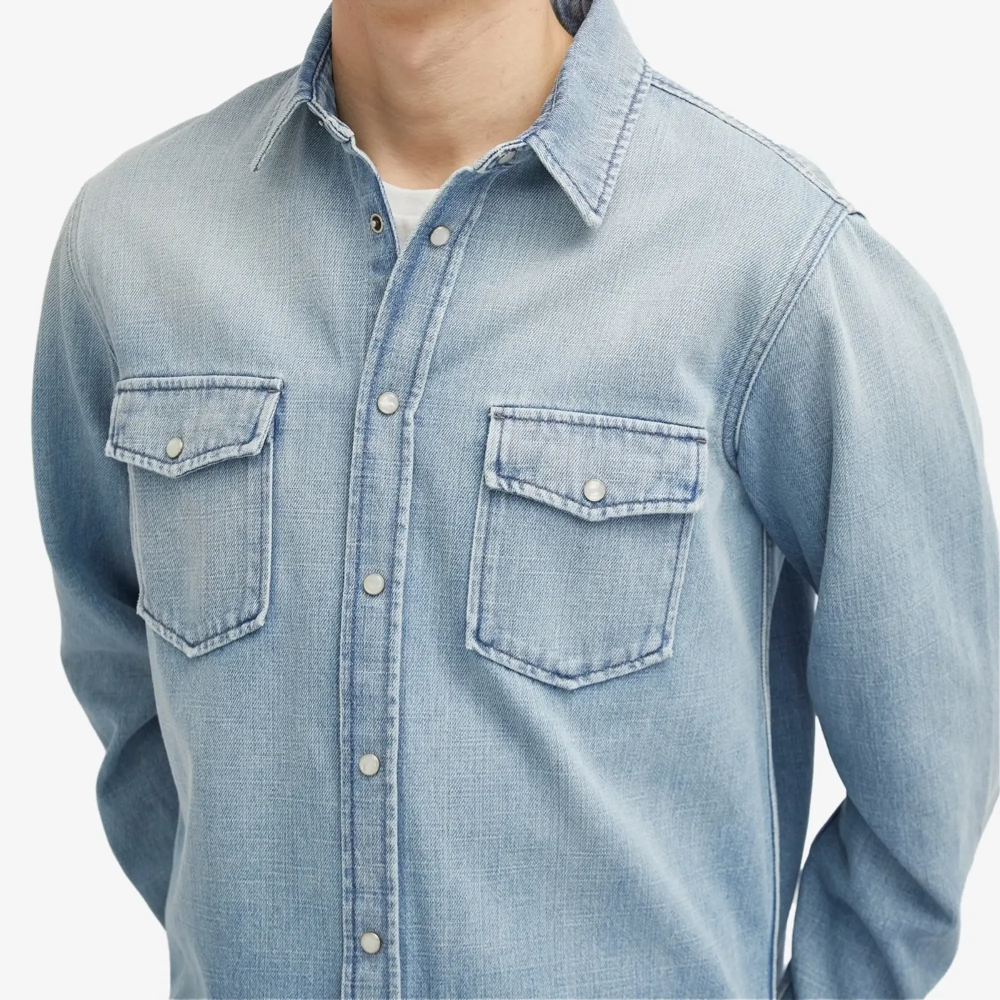 Saint Laurent Men's Denim Overshirt Light Japanese Lake
