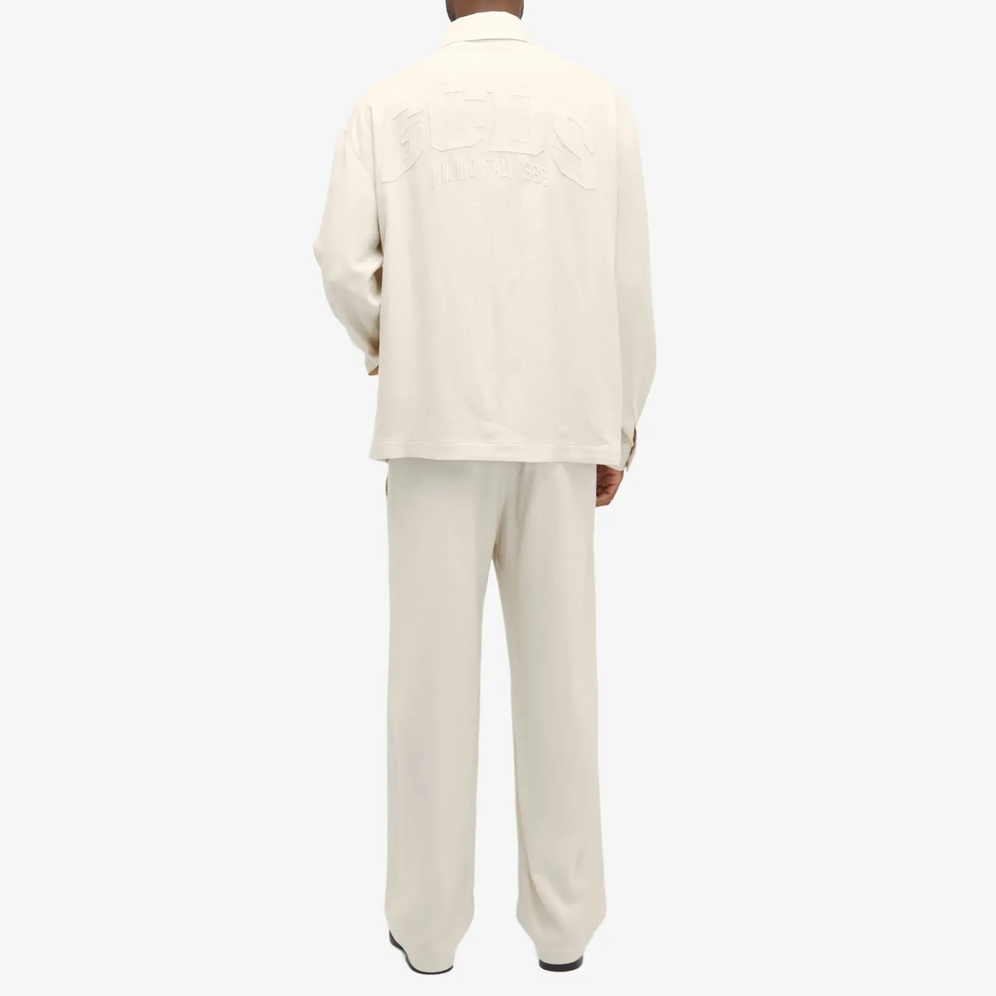 GCDS Men's Linen Overshirt Off White