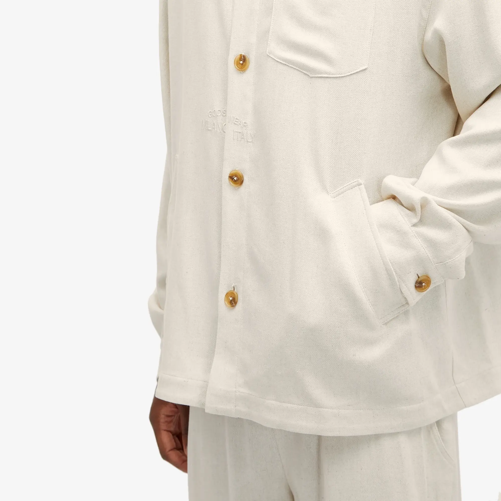 GCDS Men's Linen Overshirt Off White
