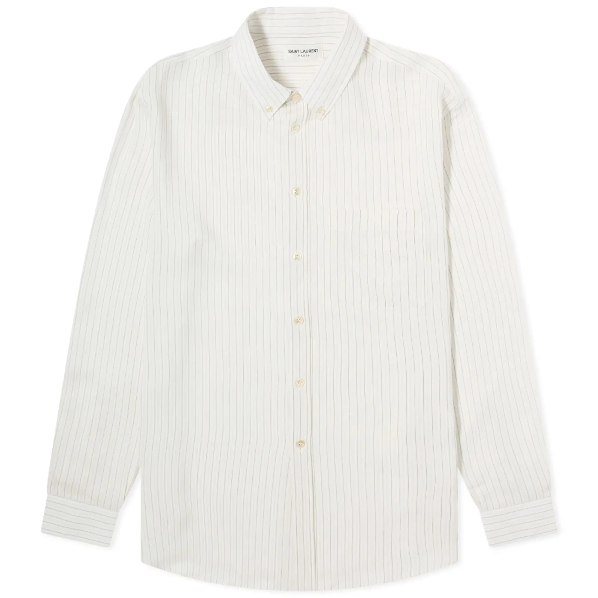 Saint Laurent Men's Stripe Shirt Beige
