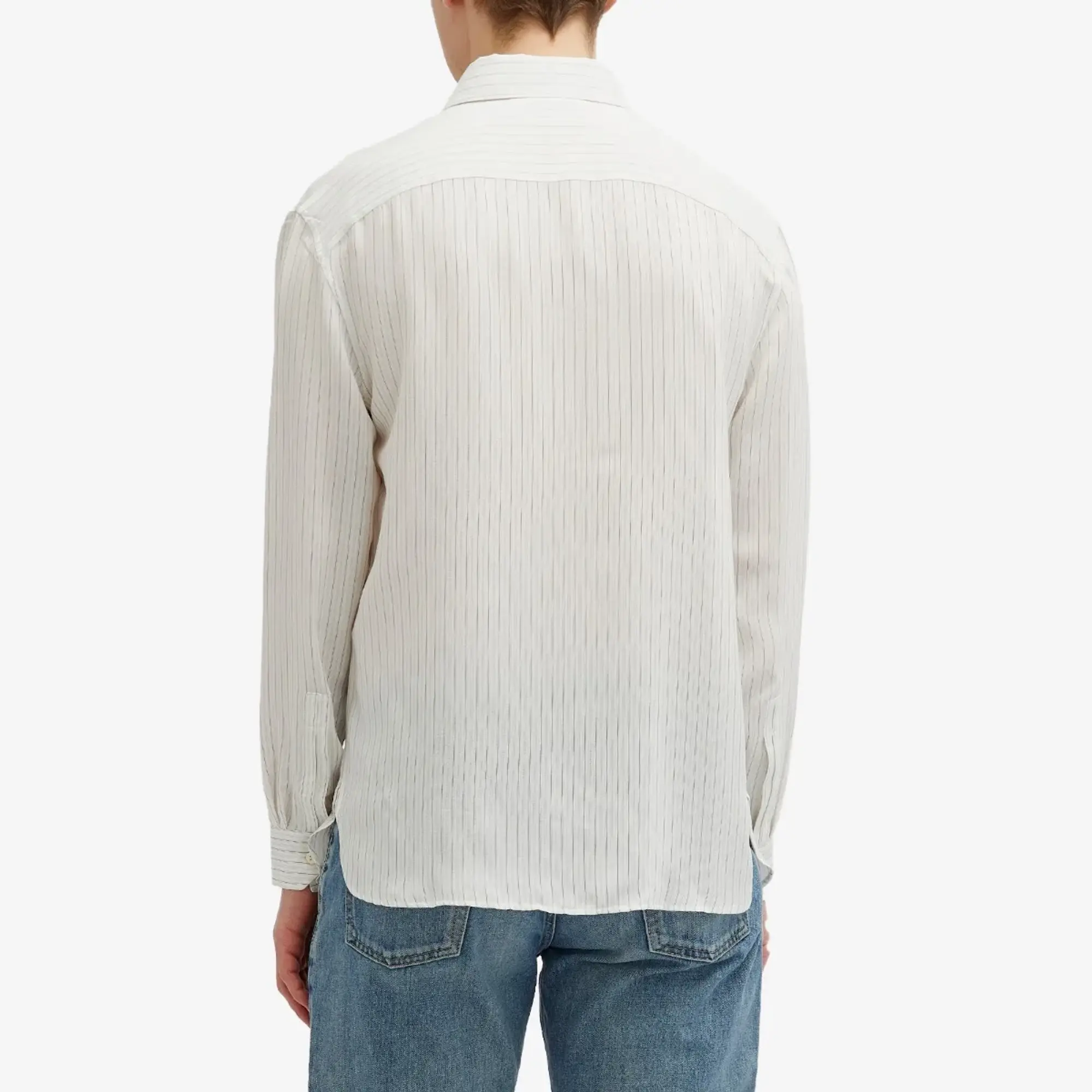 Saint Laurent Men's Stripe Shirt Beige