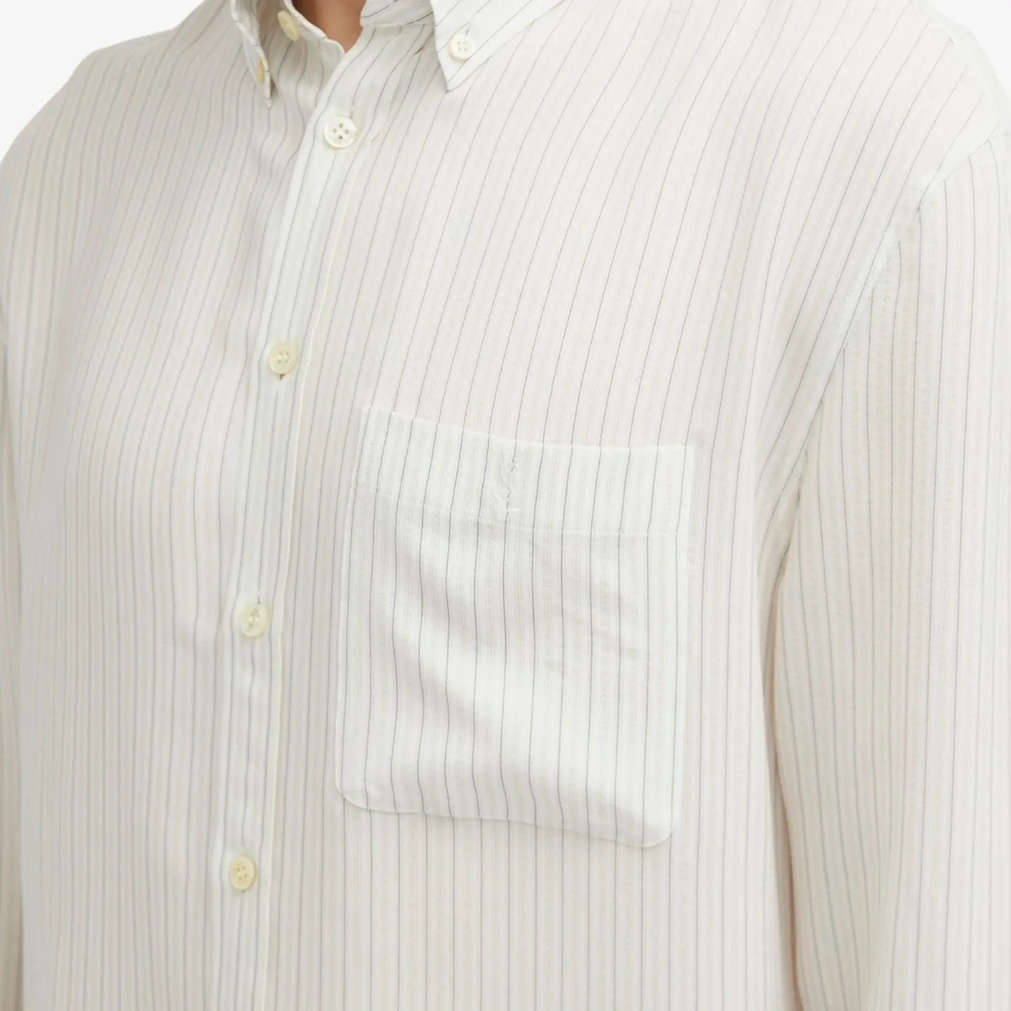 Saint Laurent Men's Stripe Shirt Beige