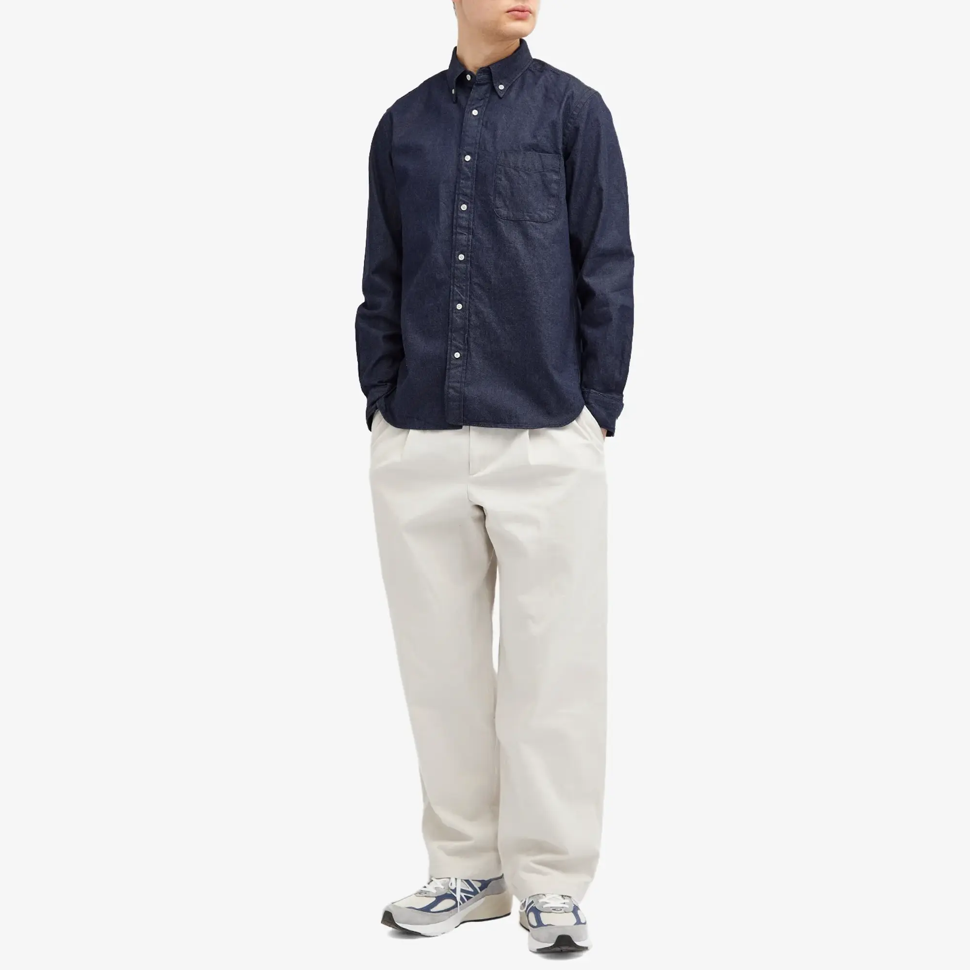 Beams Plus Men's Button Down Denim Shirt Indigo