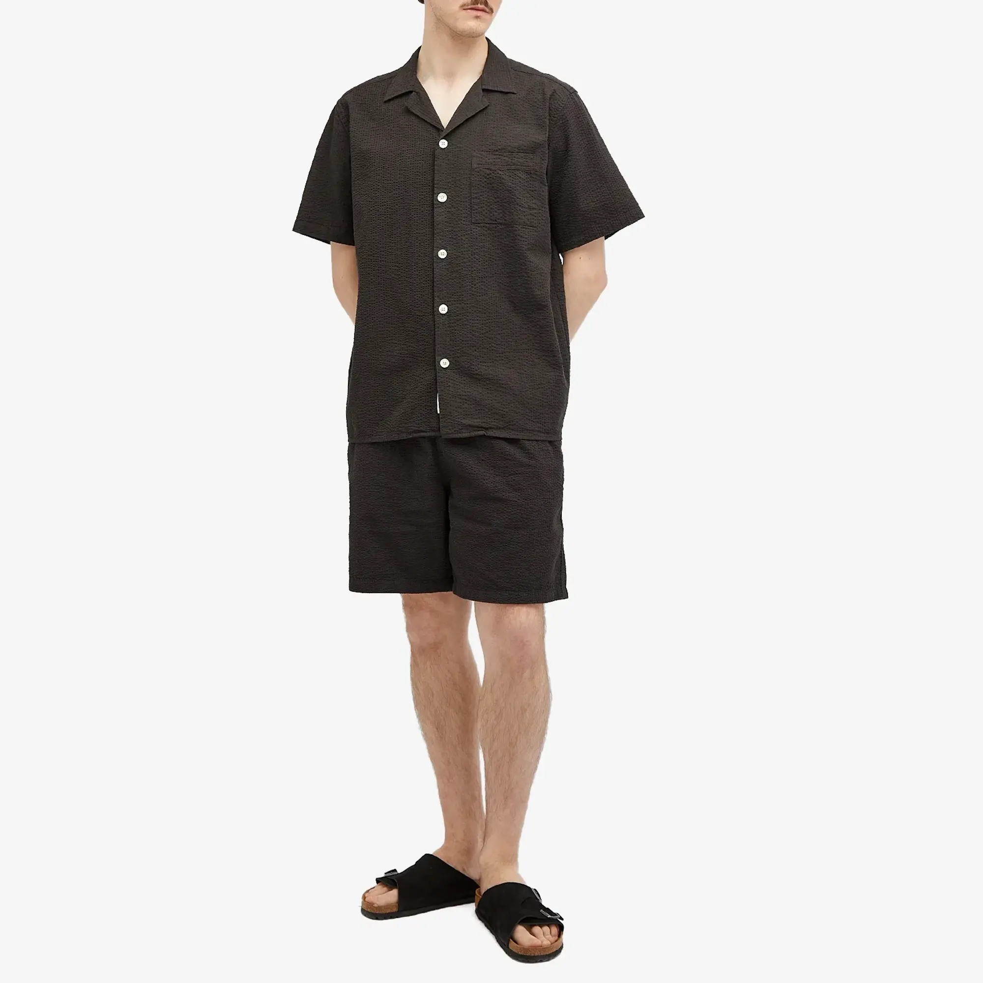 Foret Men's Hush Seersucker Vacation Shirt Washed Black