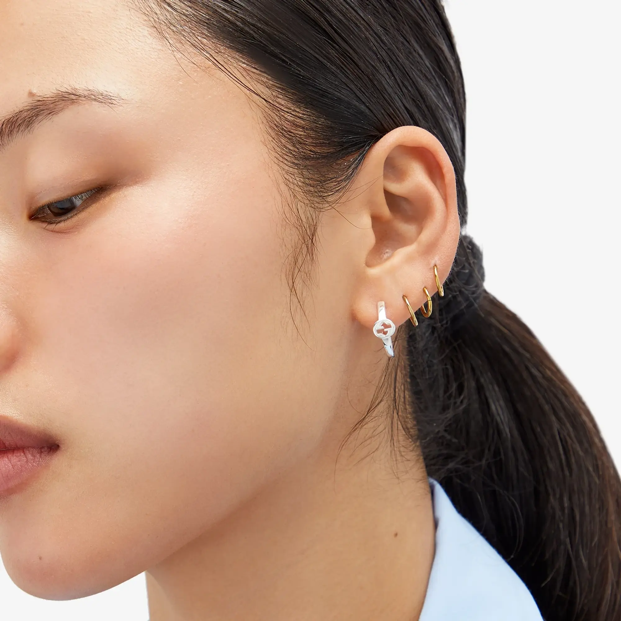Gucci Women's Interlocking Earrings Silver