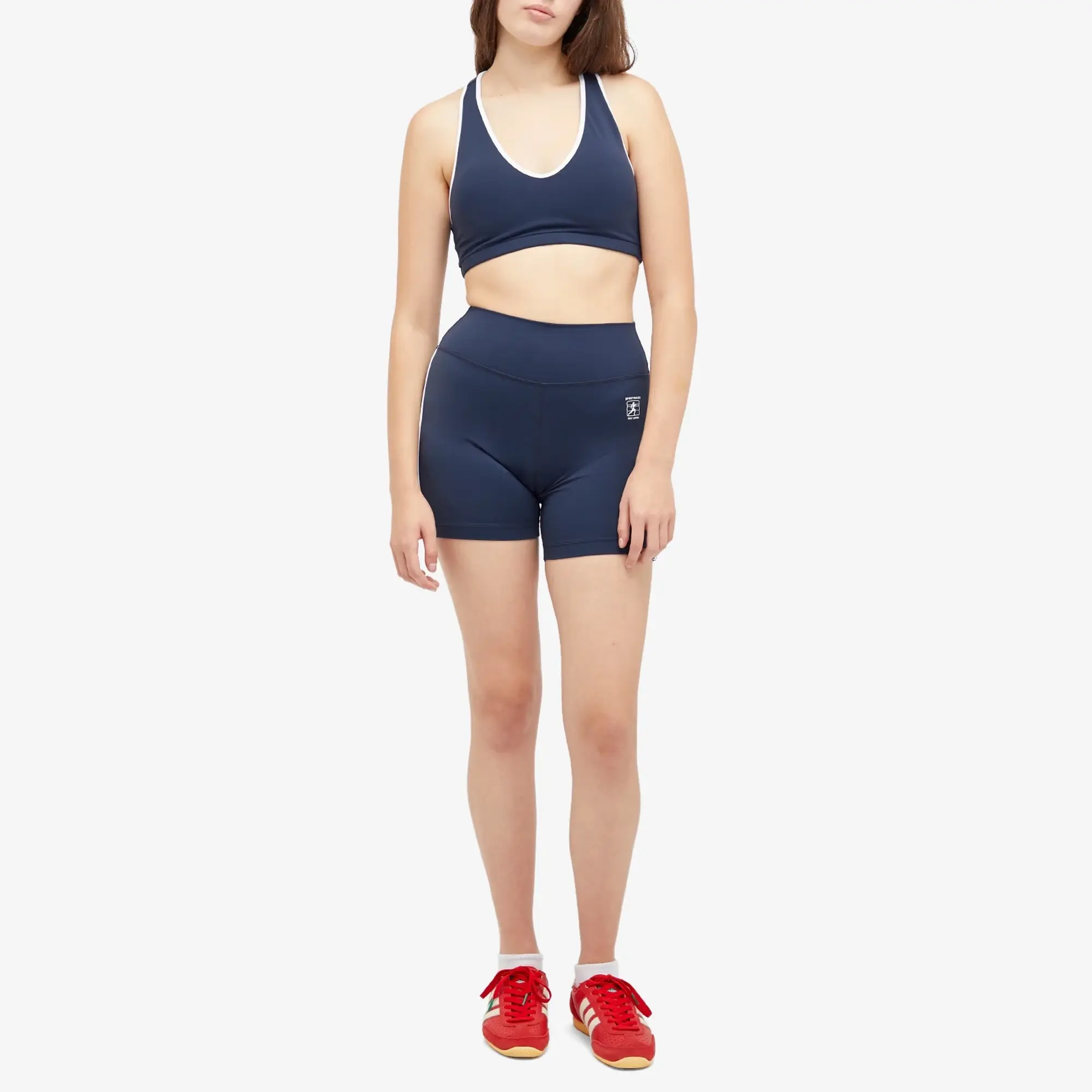 Sporty & Rich Women's Runner Box V-Neck Sports Bra Navy White