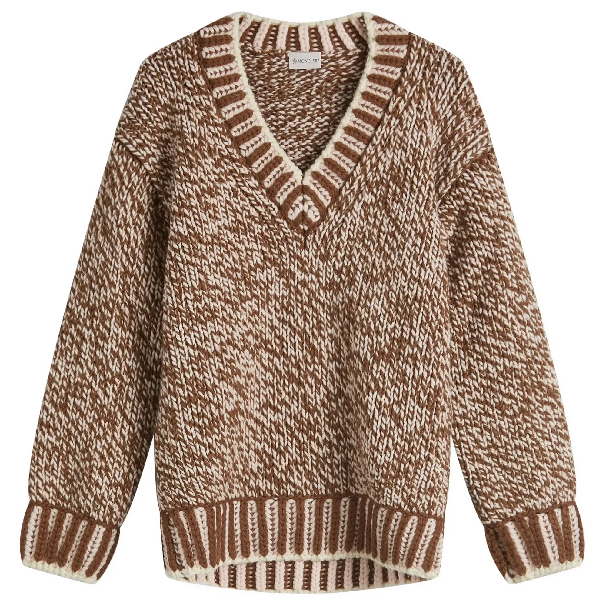 Moncler Women's V-Neck Jersey Brown