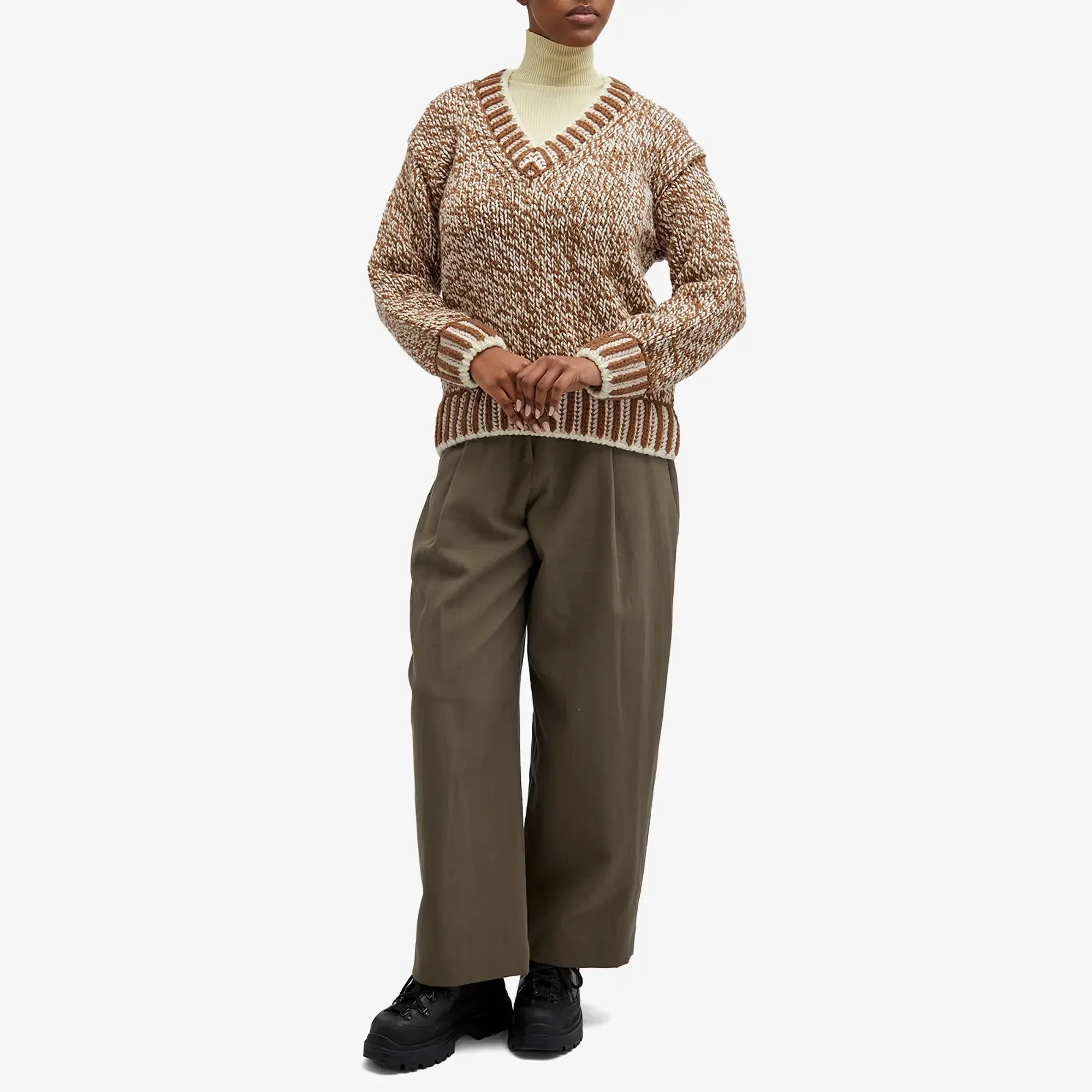 Moncler Women's V-Neck Jersey Brown