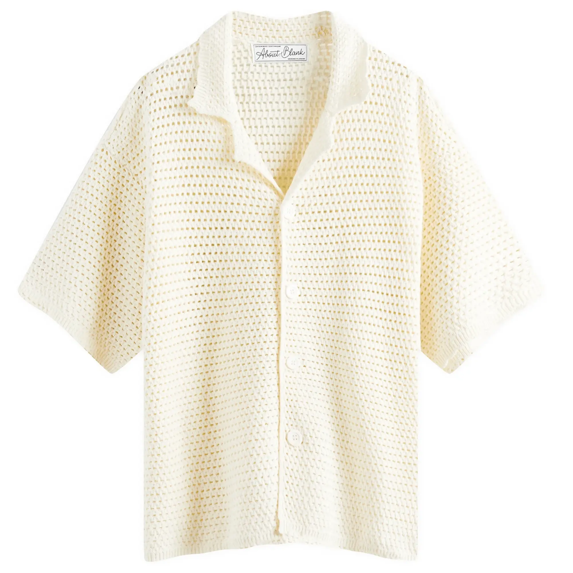 about:blank Men's Mesh Knit Vacation Shirt Ecru