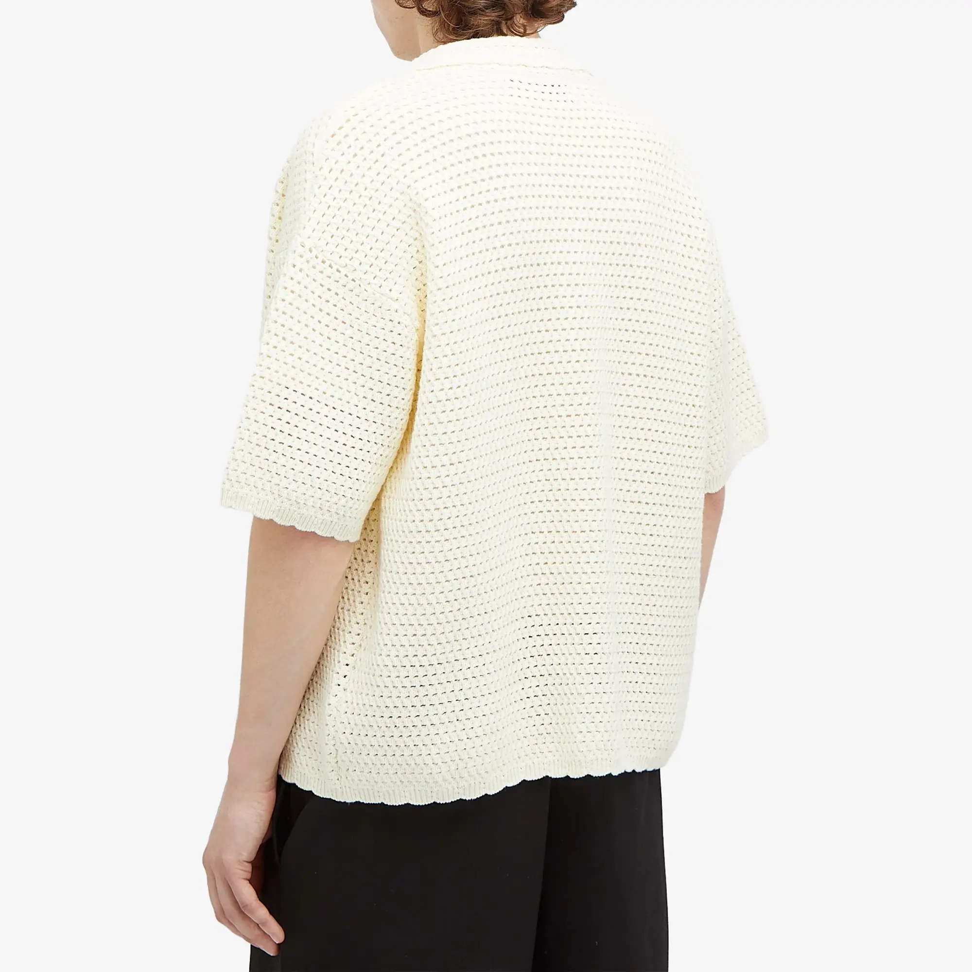 about:blank Men's Mesh Knit Vacation Shirt Ecru
