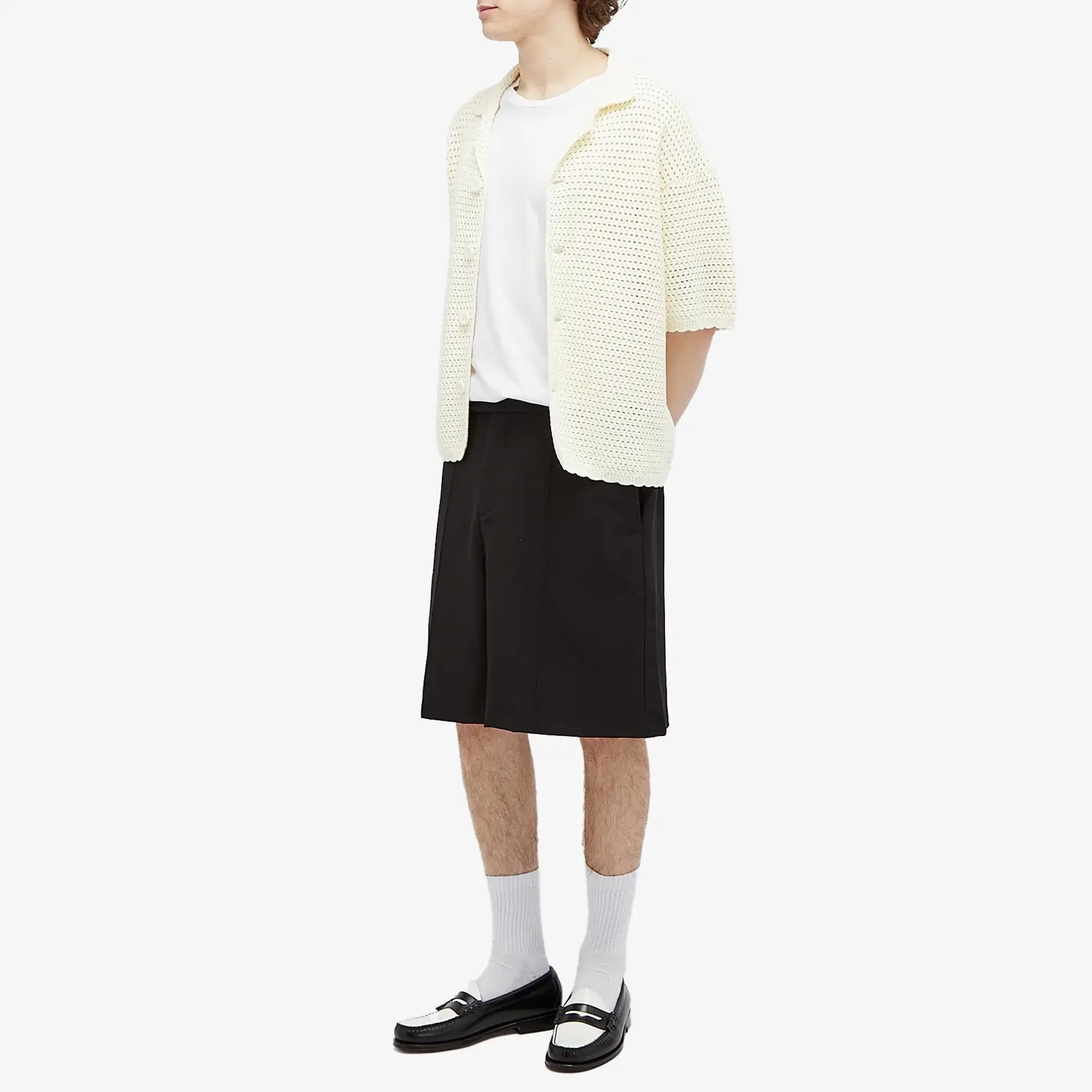 about:blank Men's Mesh Knit Vacation Shirt Ecru