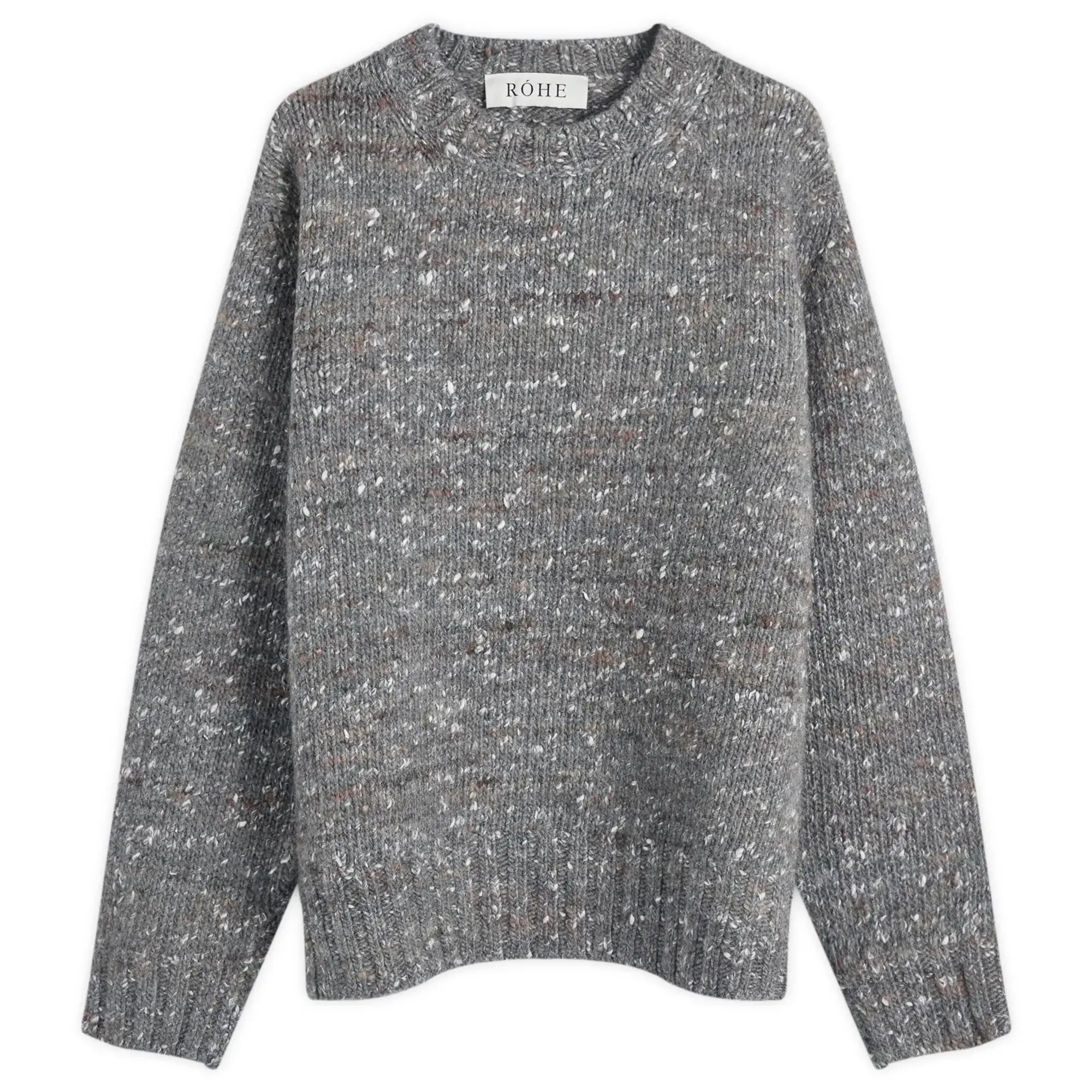 Róhe Men's Relaxed Mouline Crew Neck Jumper Grey