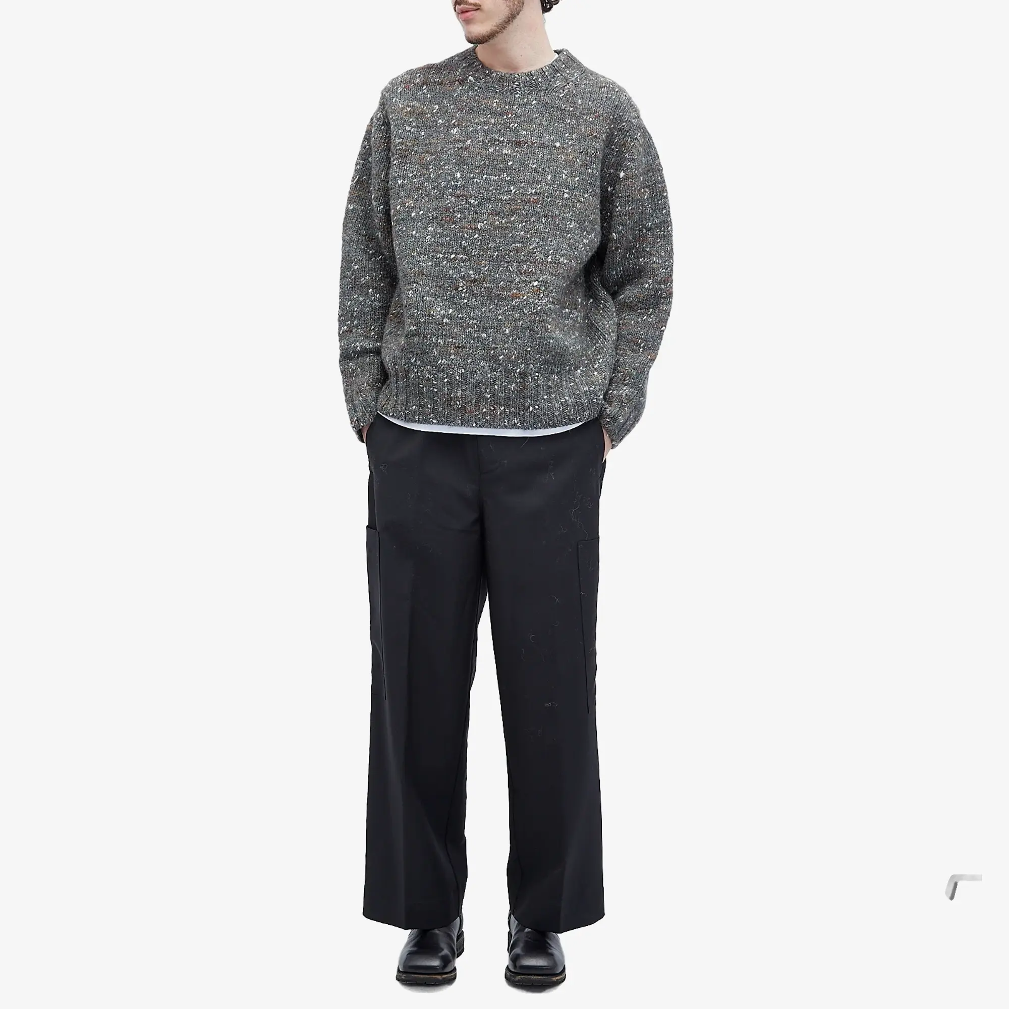Róhe Men's Relaxed Mouline Crew Neck Jumper Grey