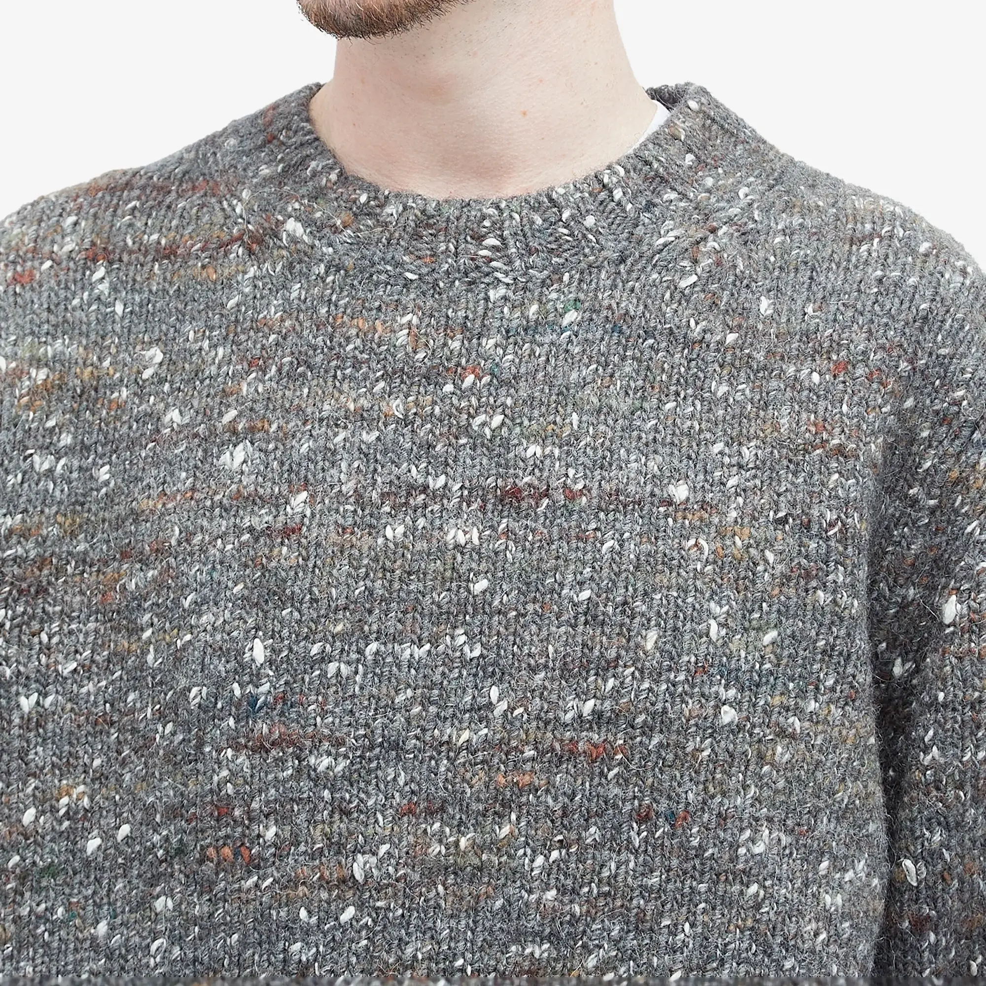 Róhe Men's Relaxed Mouline Crew Neck Jumper Grey