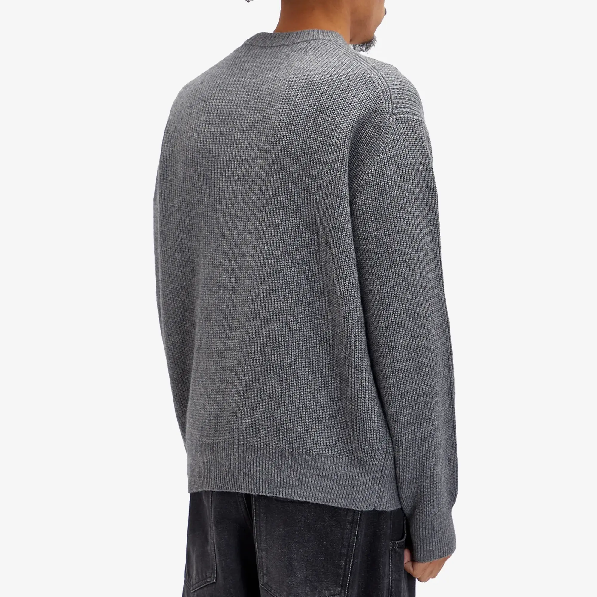 Maison Kitsune Bold Fox Head Patch Comfort Ribbed Jumper Medium Grey Melange