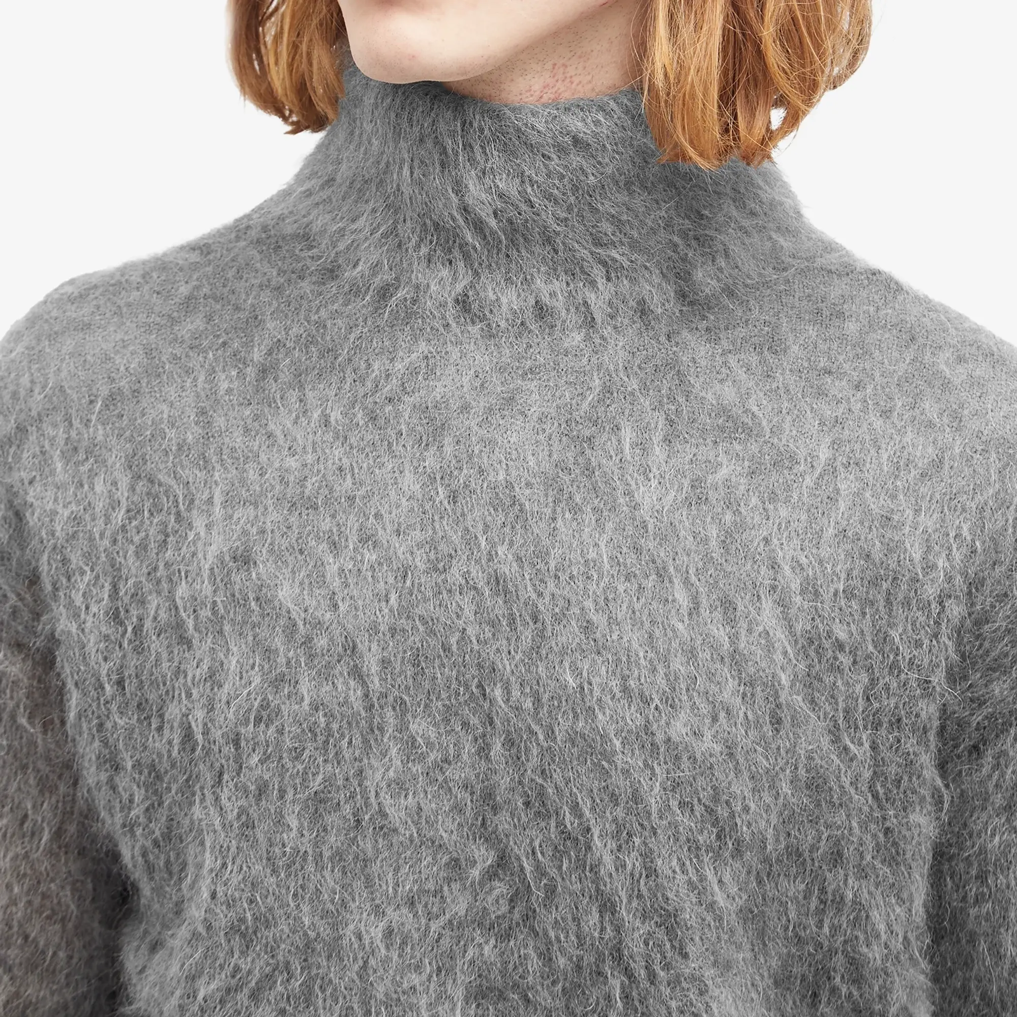 Saint Laurent Men's Mohair Turtleneck Jumper Grey Melange