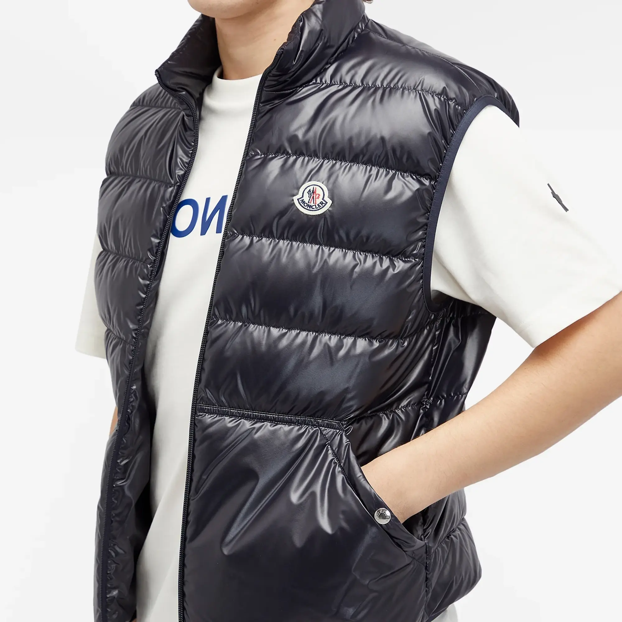 Moncler Men's Aube High Shine Vest Navy