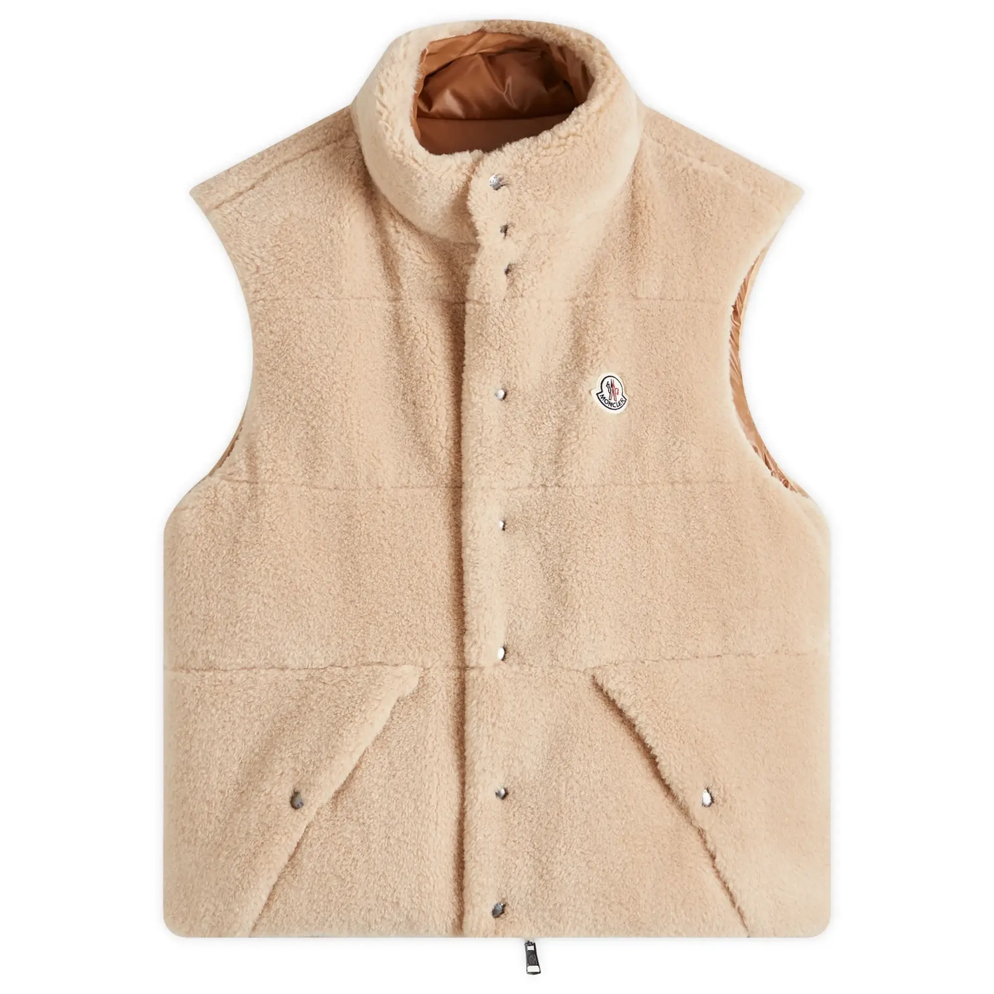 Moncler Men's Colbricon Teddy Fleece Vest Brown