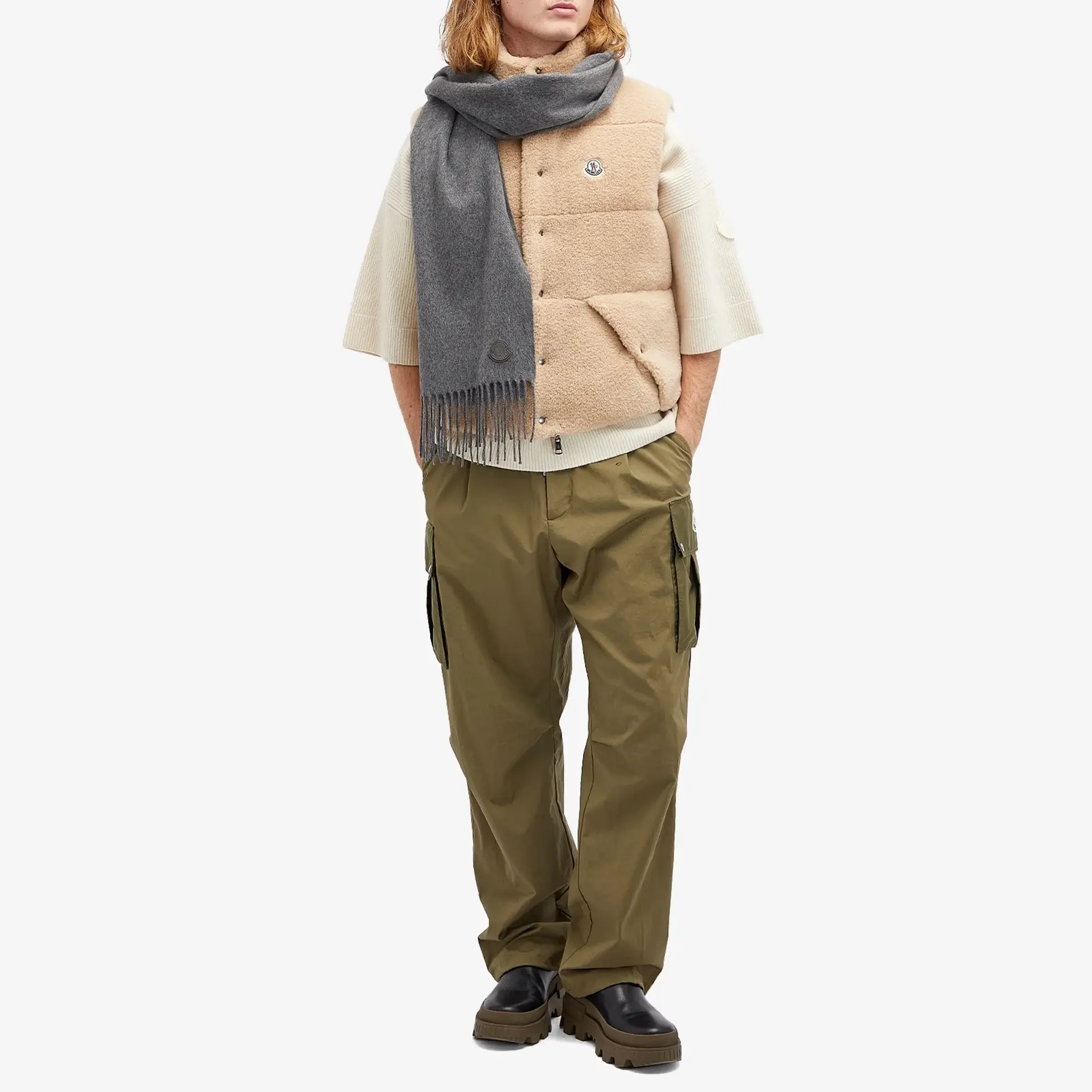 Moncler Men's Colbricon Teddy Fleece Vest Brown