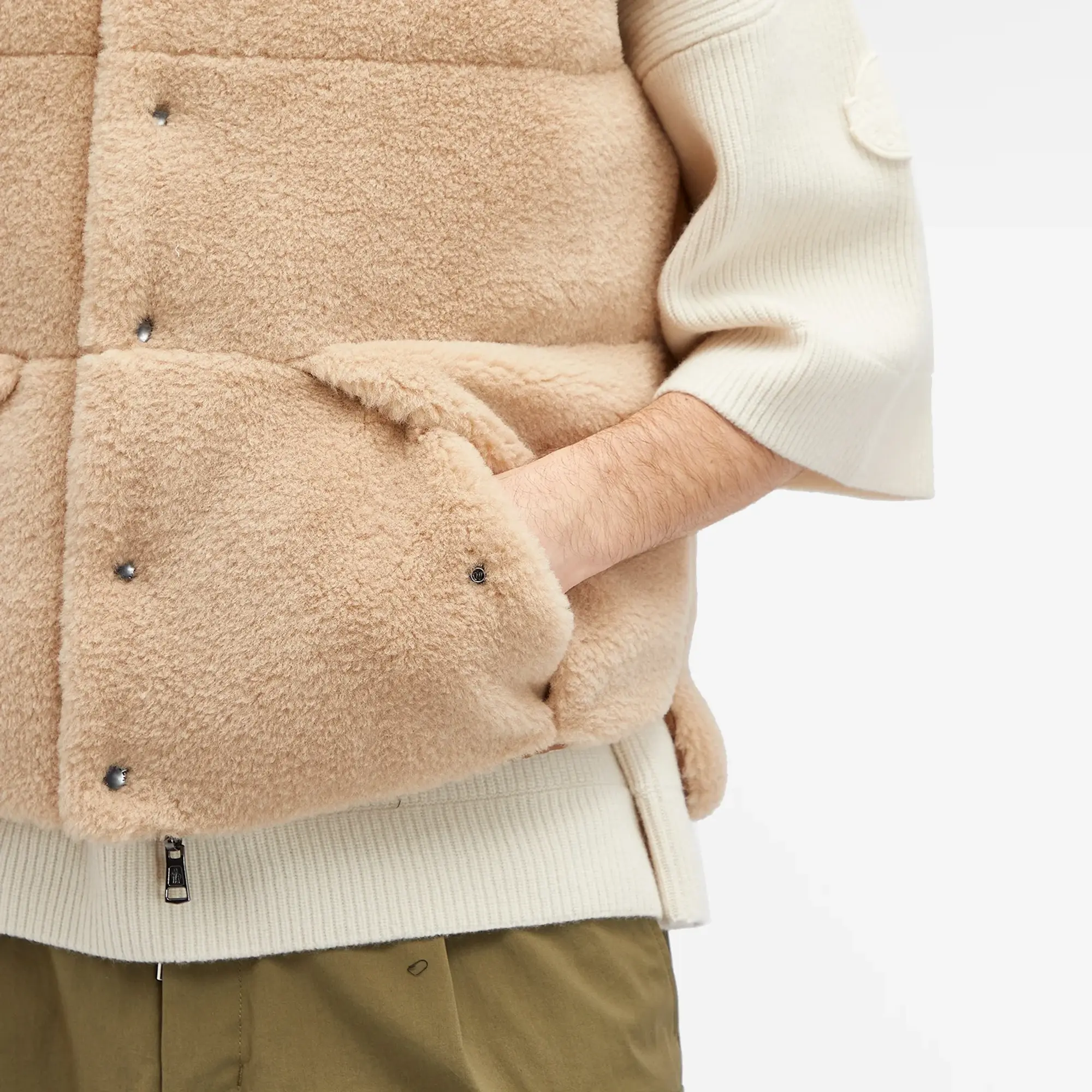 Moncler Men's Colbricon Teddy Fleece Vest Brown
