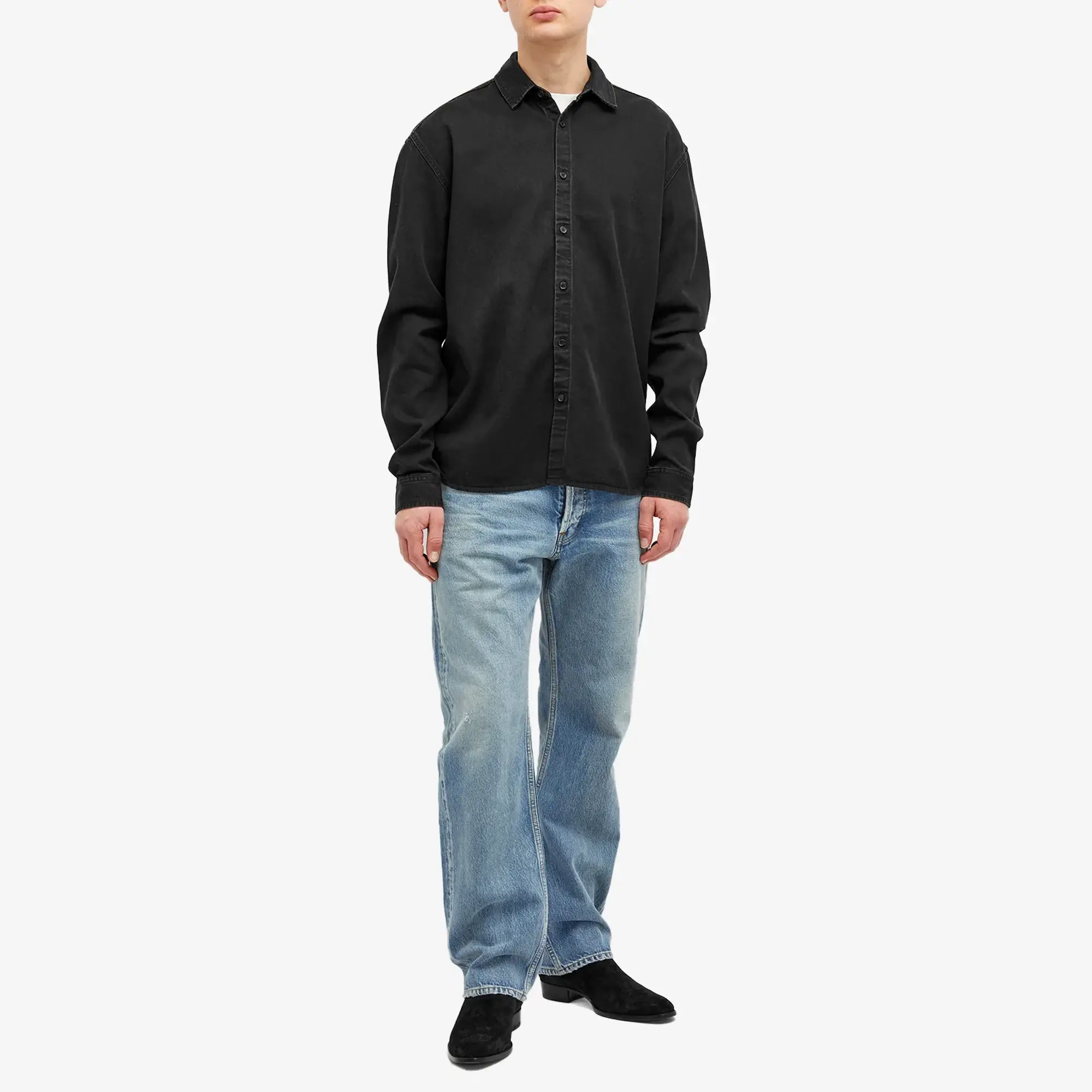 Saint Laurent Men's Relaxed Denim Overshirt Raven Black
