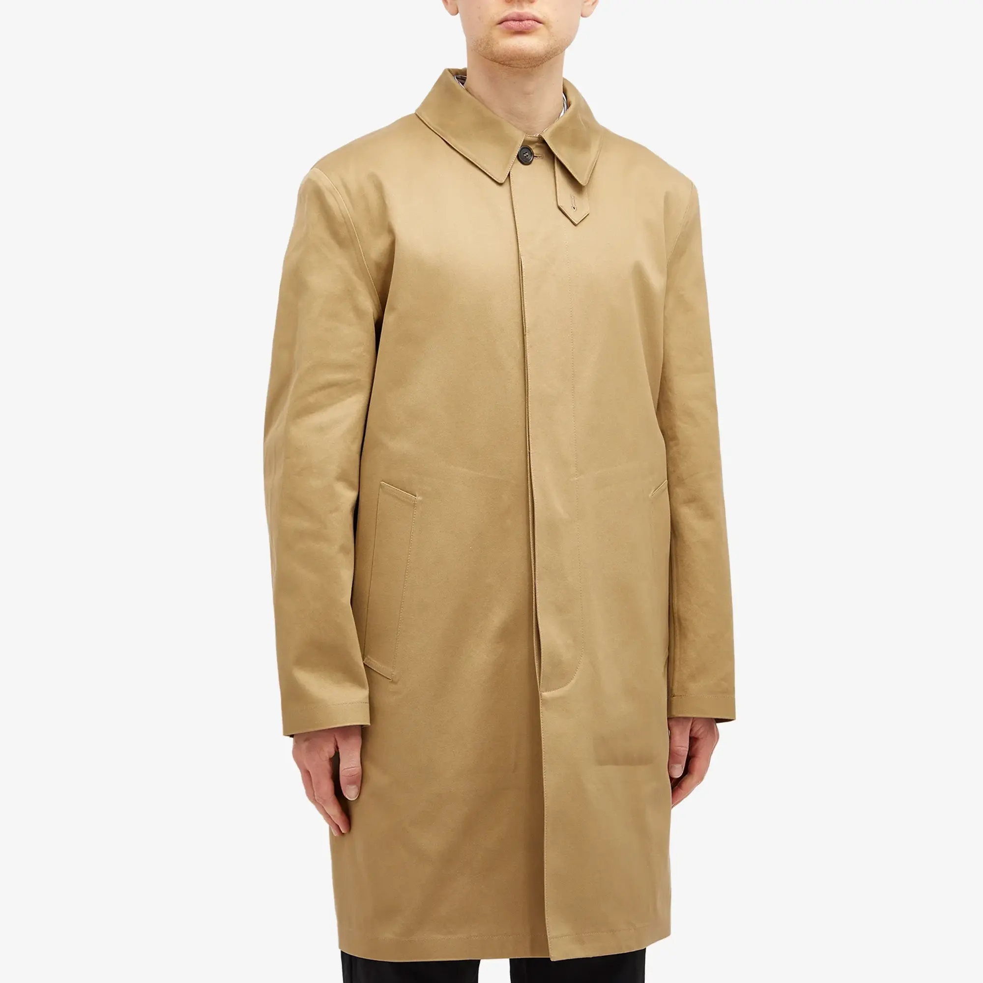 Saint Laurent Men's Mackintosh Leopard Lined Coat Beige