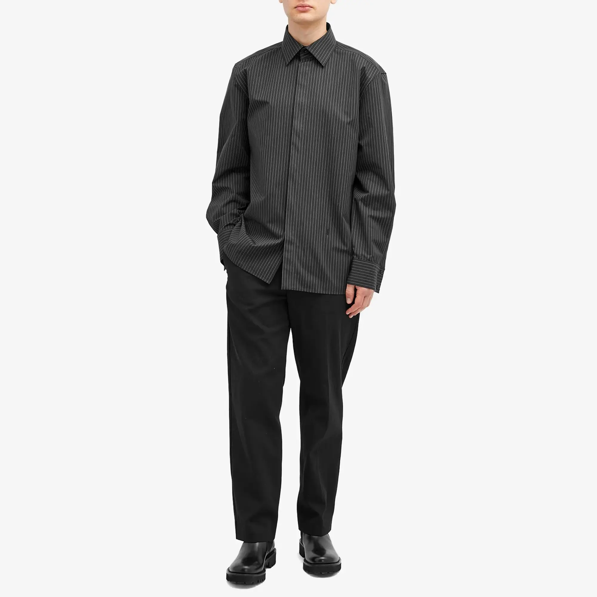Saint Laurent Men's Stripe Shirt Black/Chalk