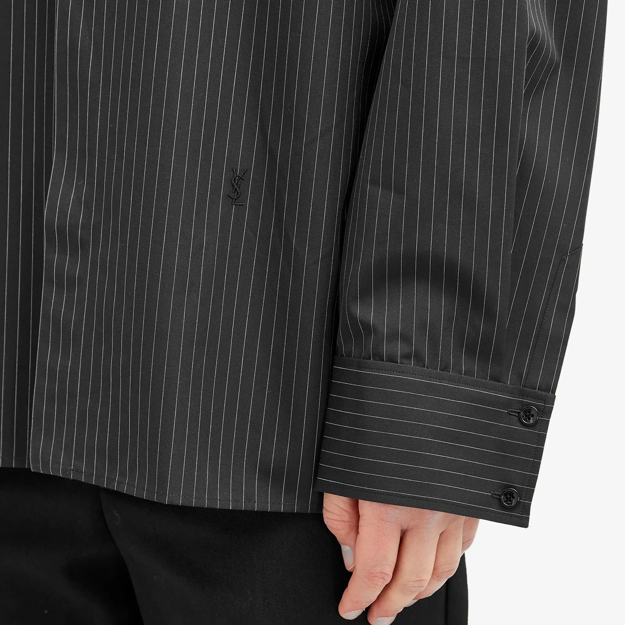 Saint Laurent Men's Stripe Shirt Black/Chalk