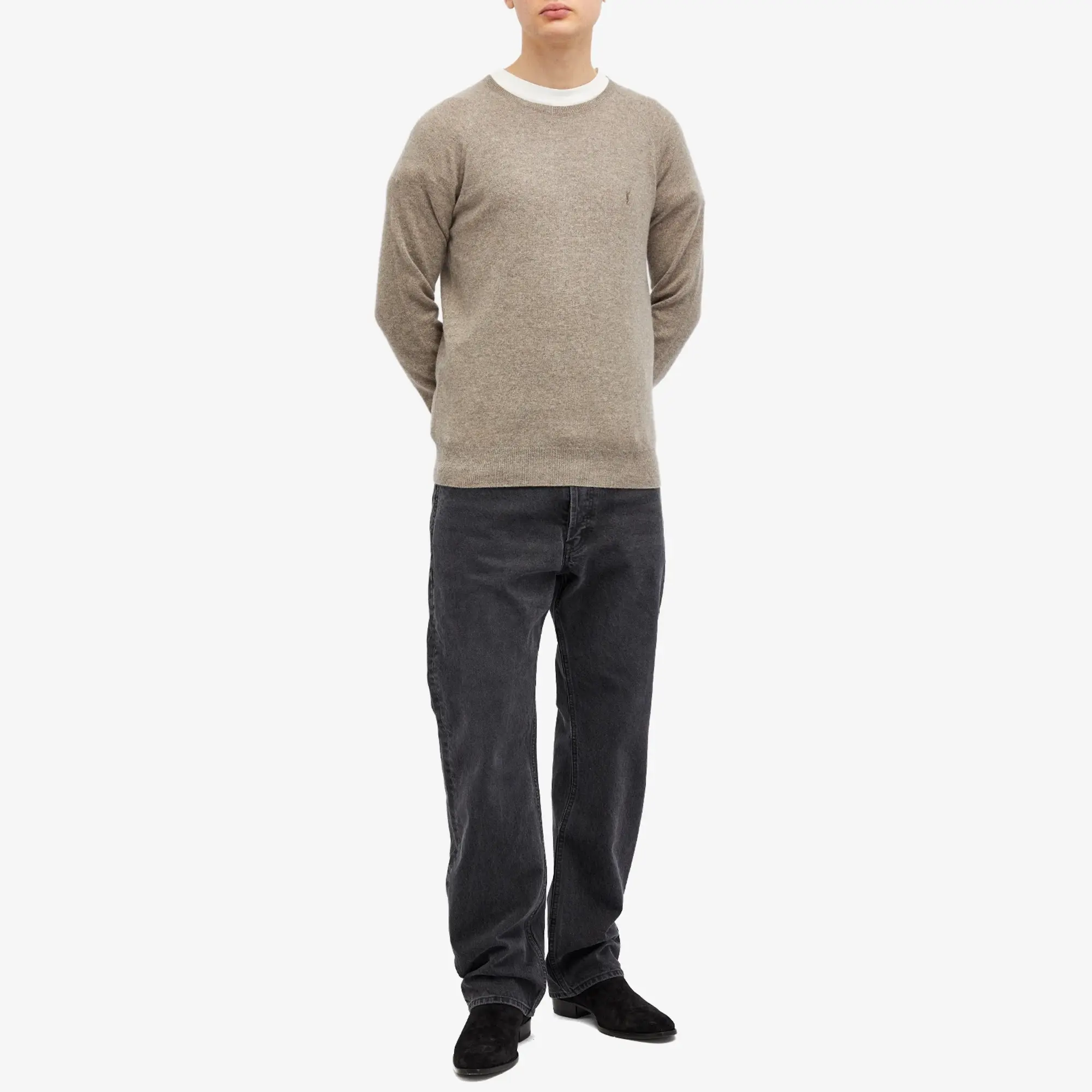 Saint Laurent Men's Cashmere Crew Neck Jumper Taupe