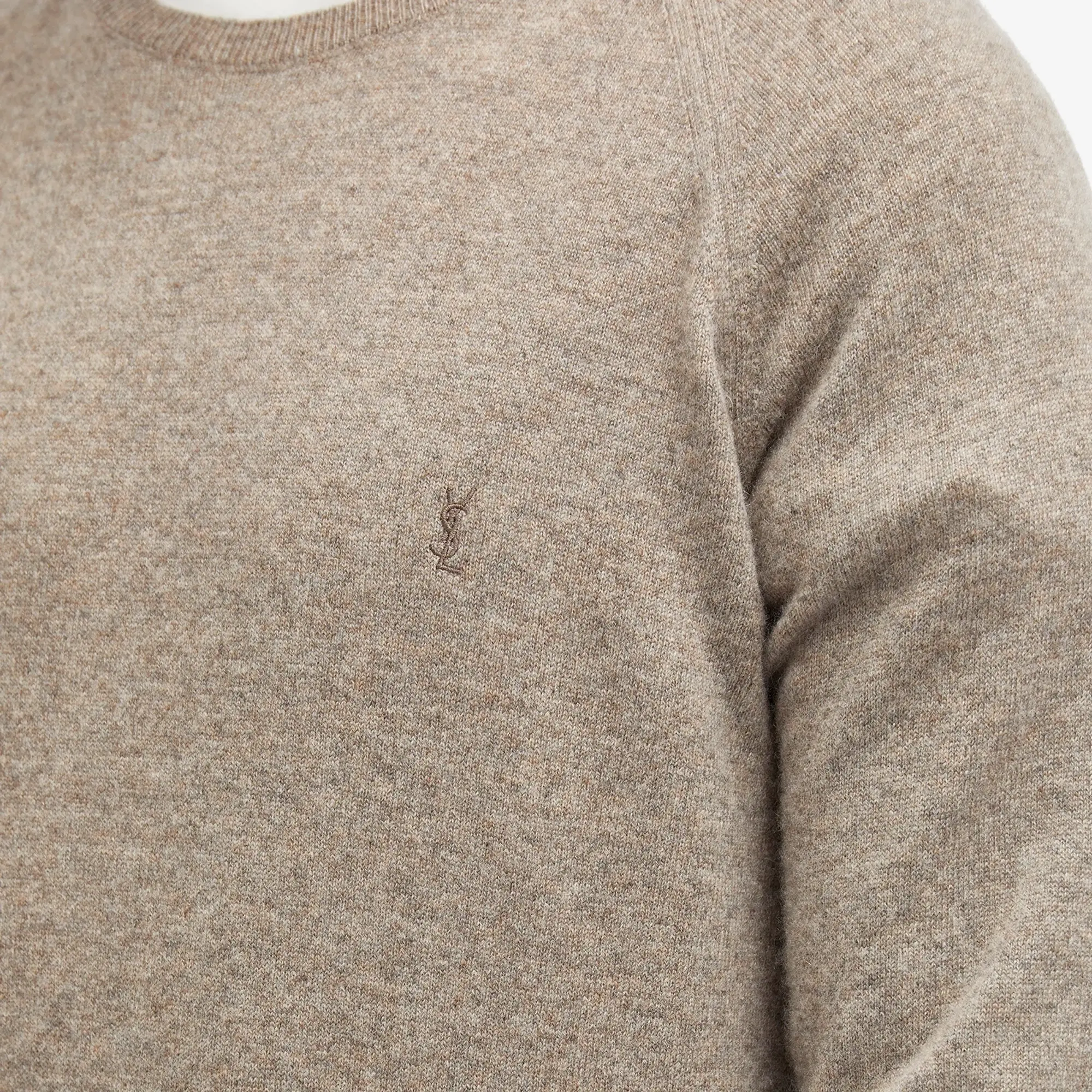 Saint Laurent Men's Cashmere Crew Neck Jumper Taupe