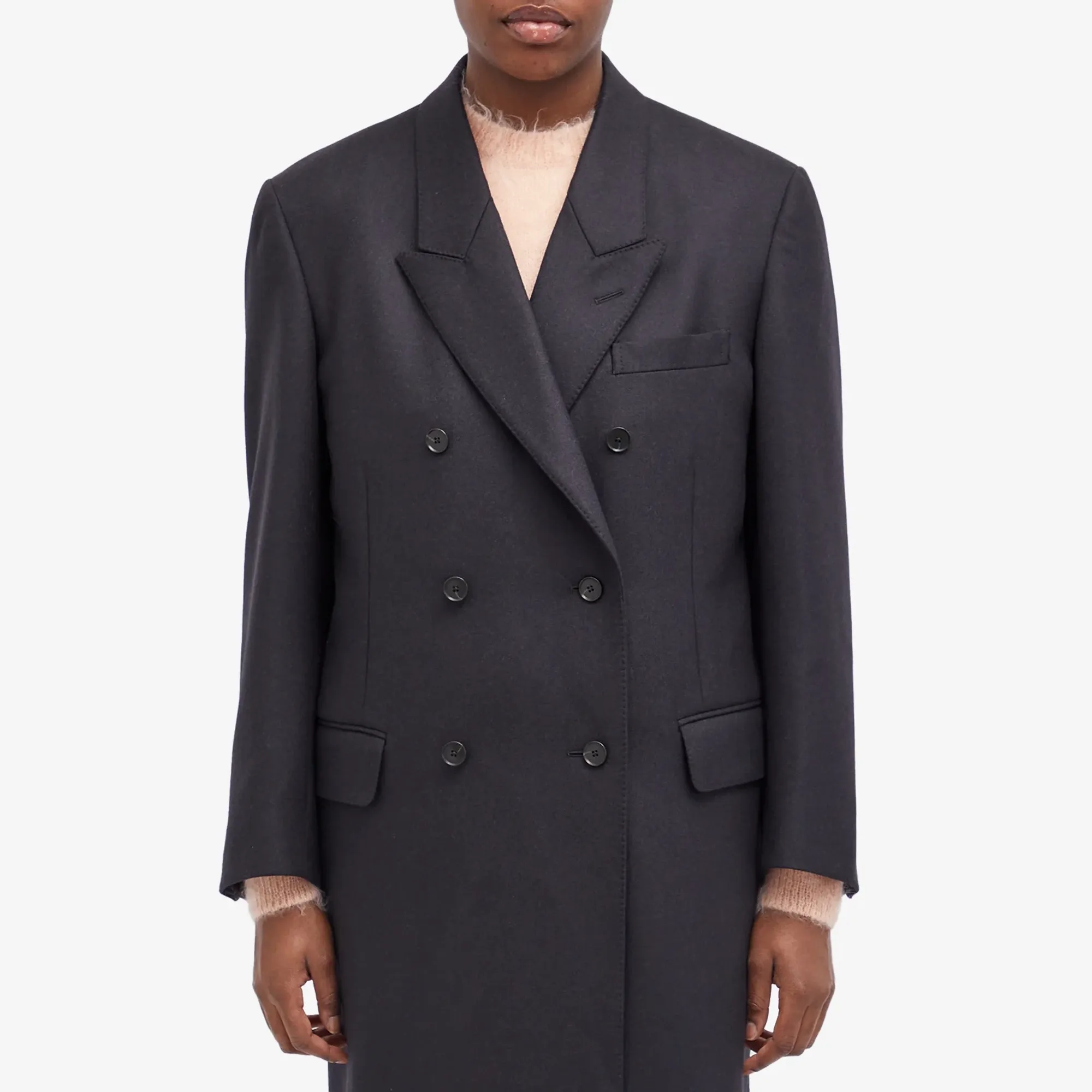 Auralee Women's Light Melton Chesterfield Coat Top Charcoal