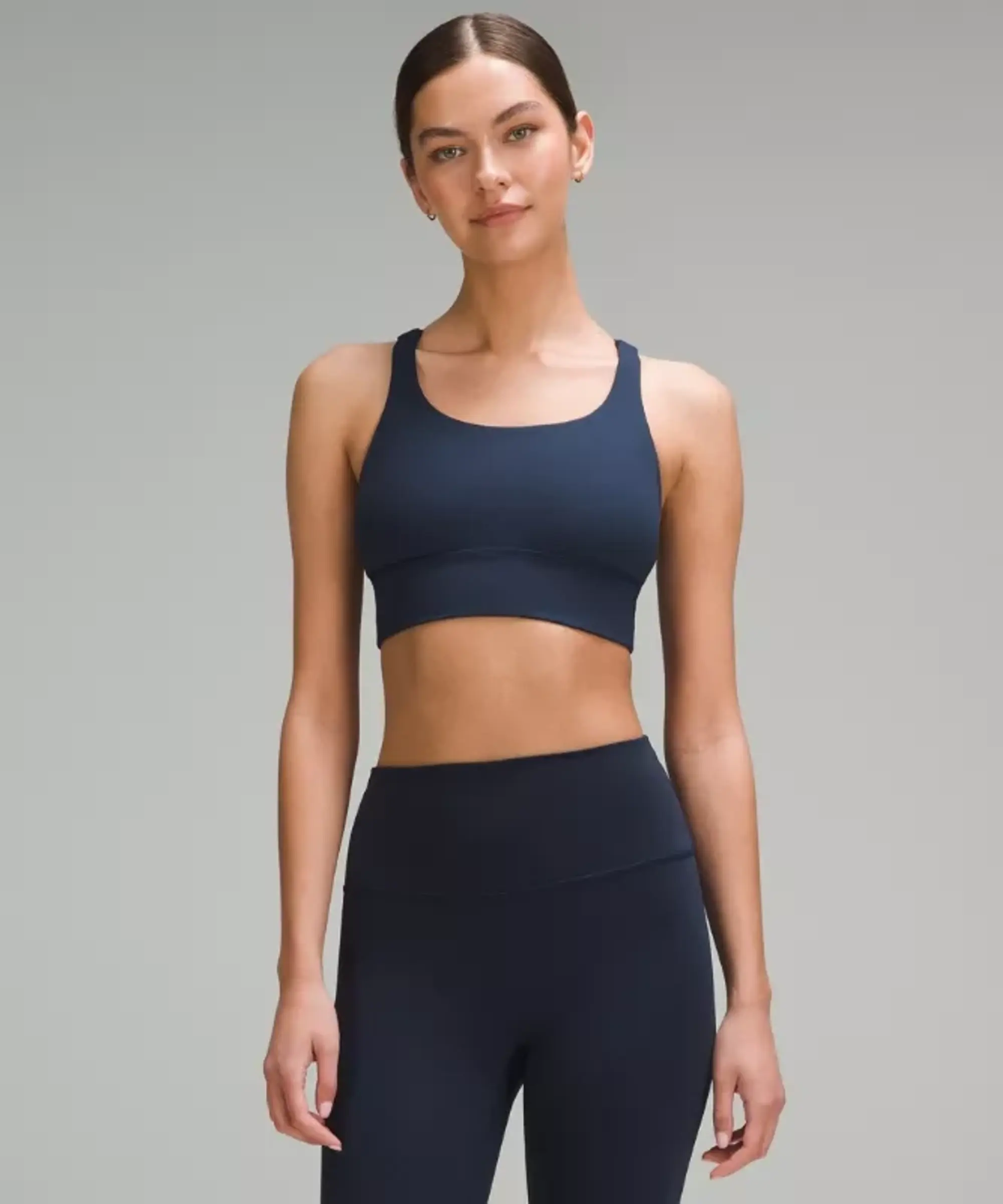 lululemon – Women's Energy Longline Sports Bra Medium Support, B-D Cups – Color Blue – Size 10