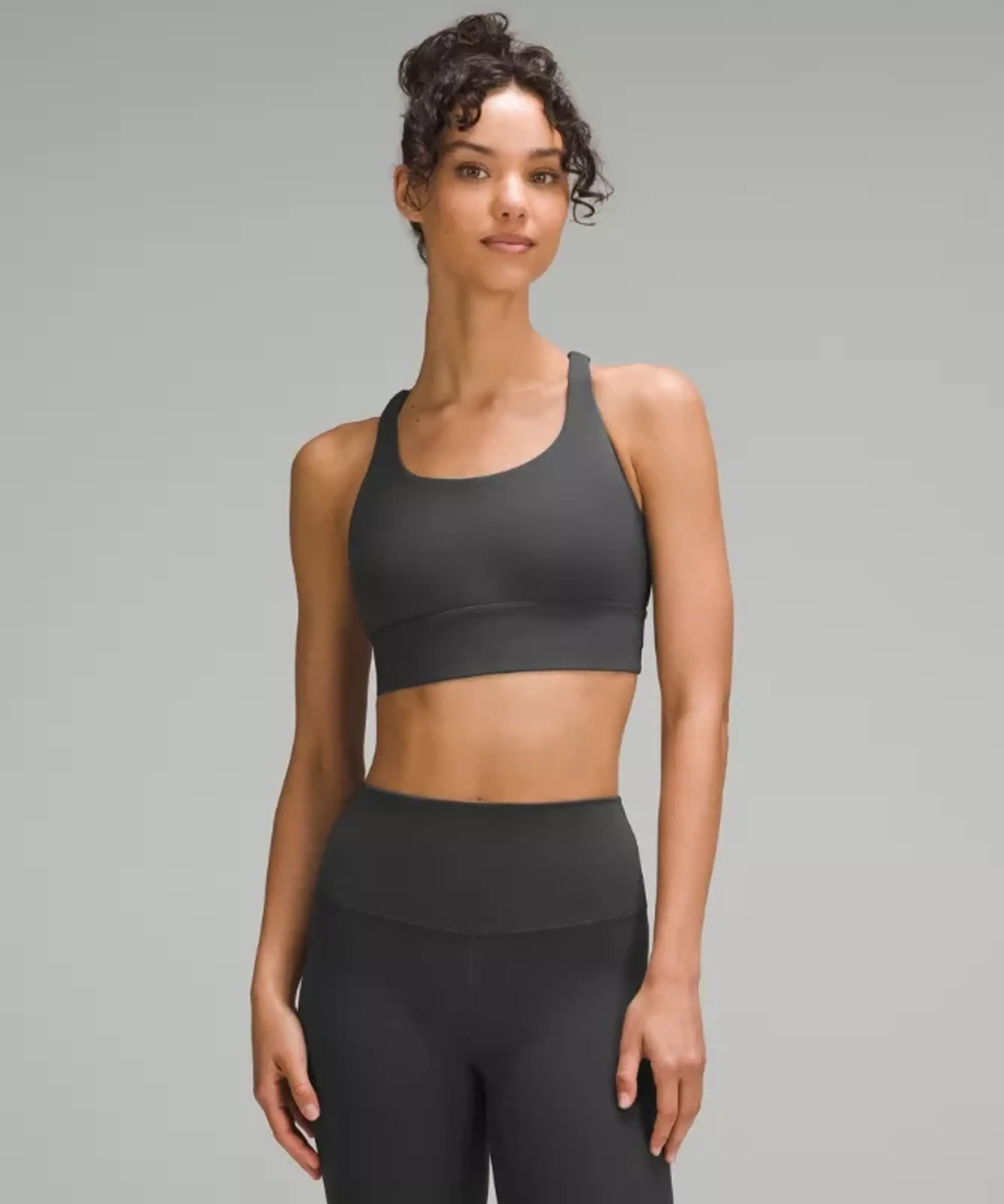 lululemon – Women's Energy Longline Sports Bra Medium Support, B-D Cups – Color Grey – Size 10